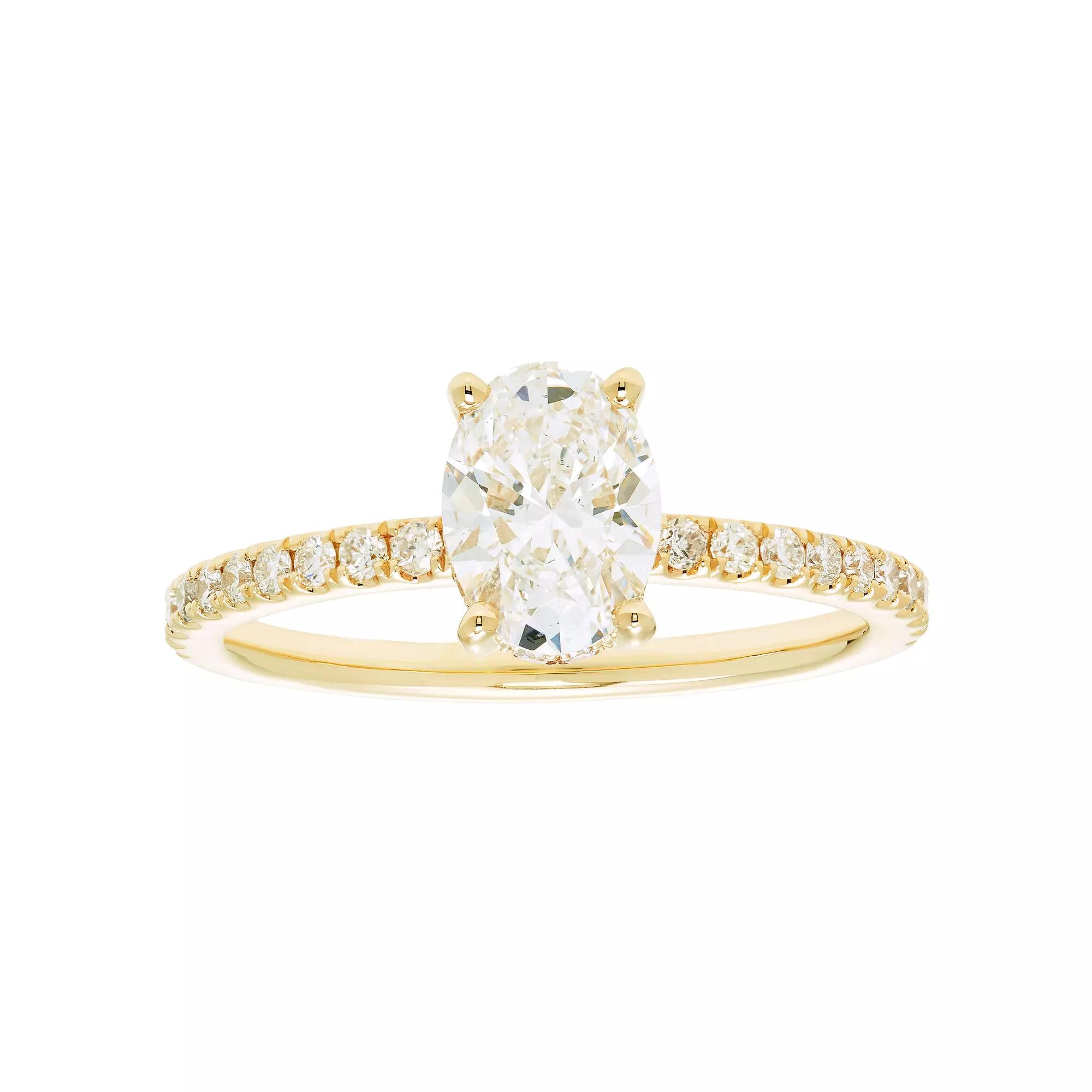 Evergreen Diamonds 14k Gold 1 3/8 Carat T.W. IGL Certified Oval Lab-Grown Diamond Hidden Halo Ring, Women's Product Image