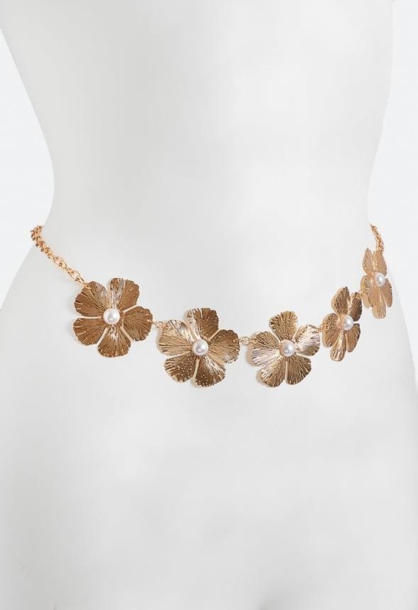 Haley Textured Flowers Chain Belt Product Image