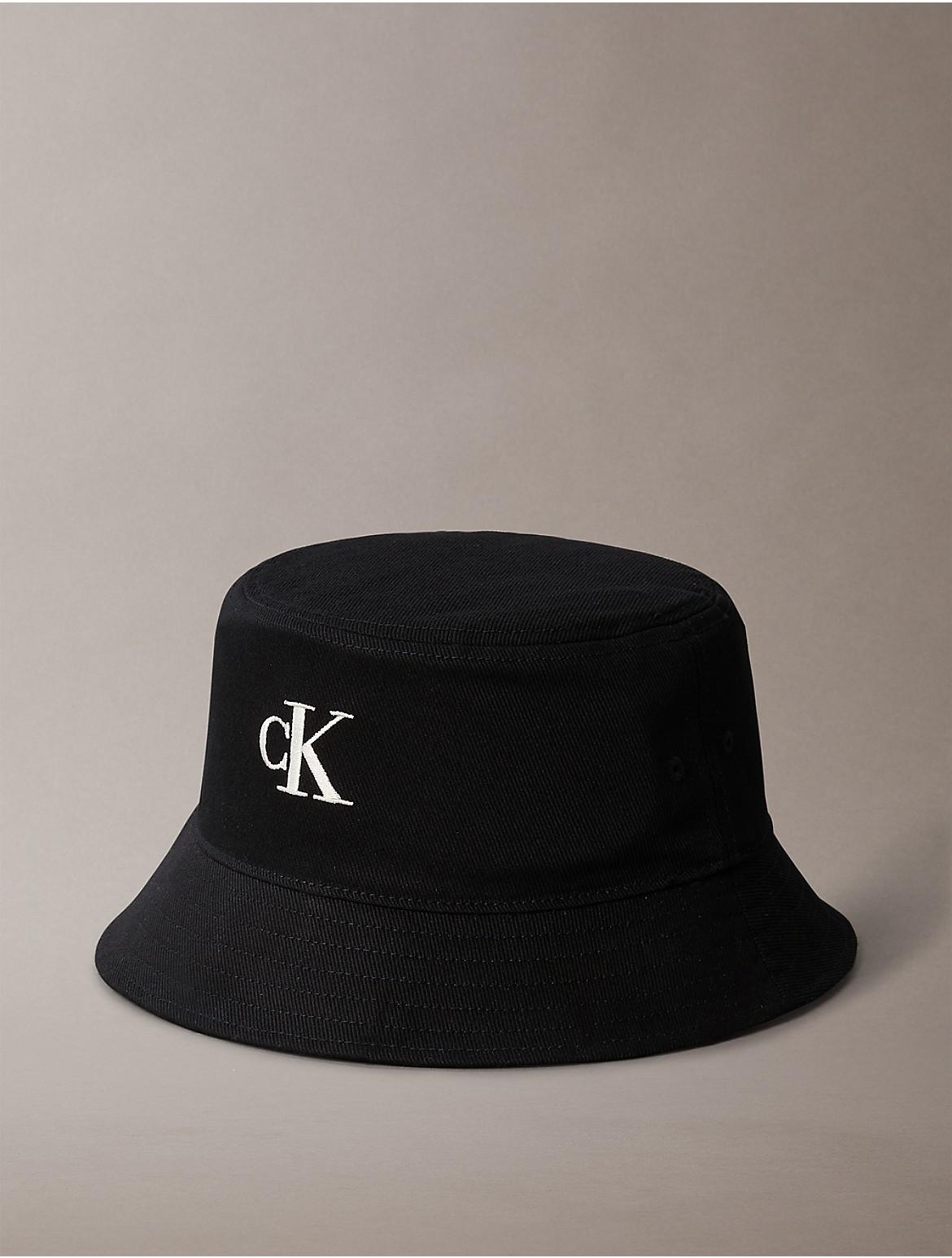 Calvin Klein Mens Compact Monogram Bucket Hat - Black Product Image