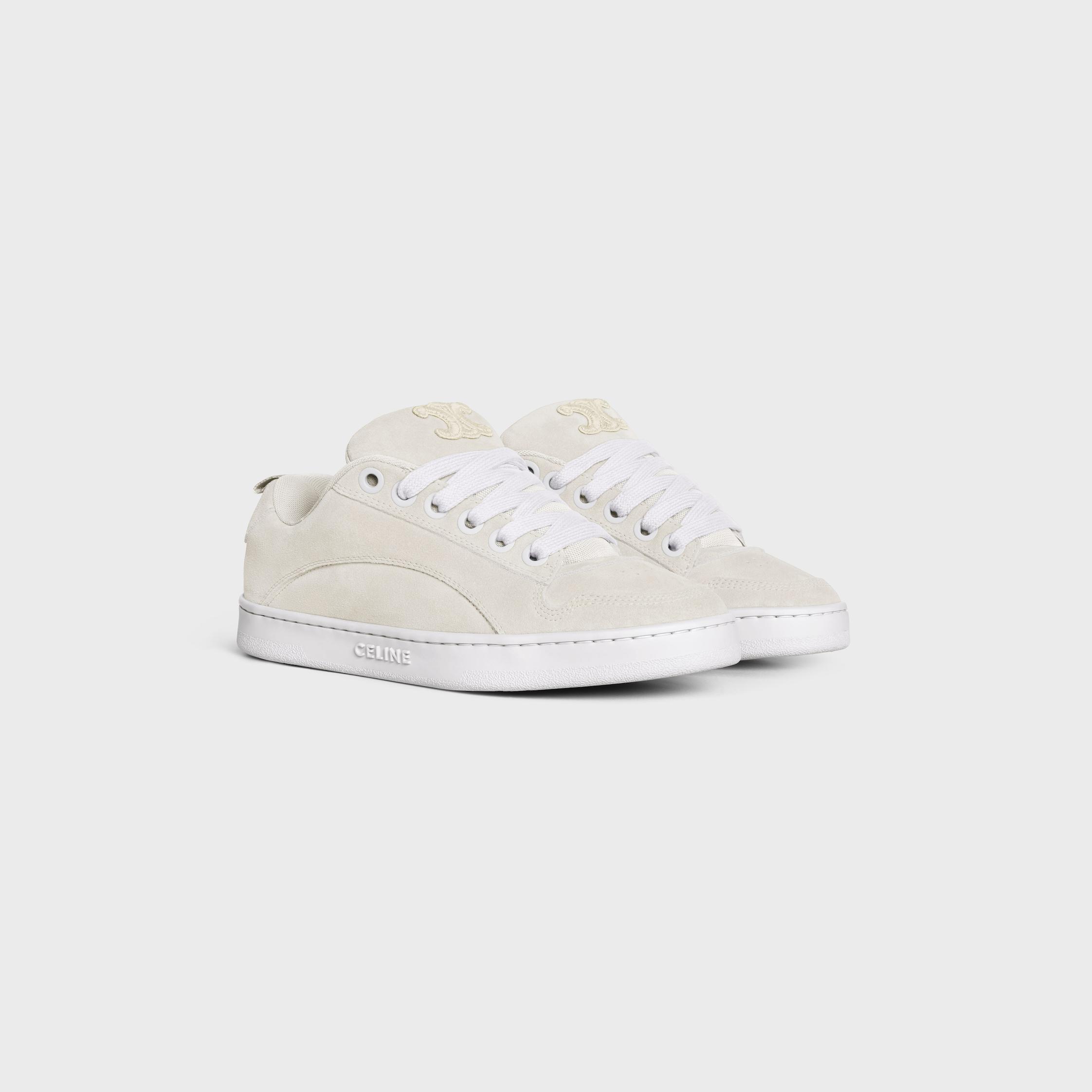 CELINE HUNTINGTON LOW LACE-UP SNEAKER in SUEDE CALFSKIN AND MESH Product Image