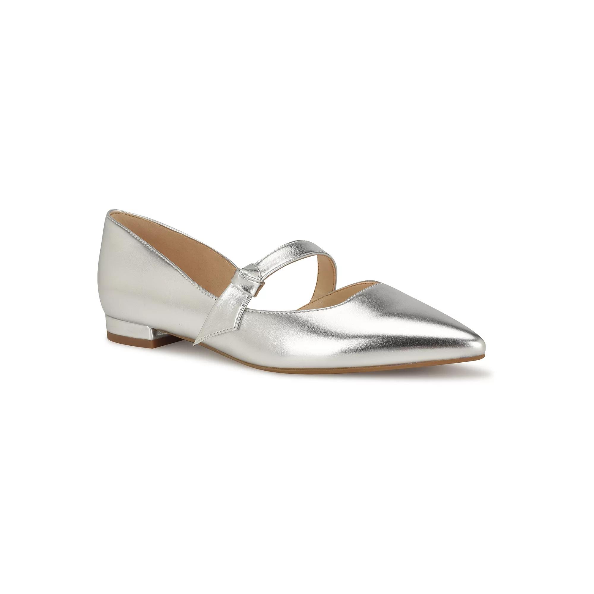 Nine West Leeza Pointy Women's Toe Slip-On Dress Flats, Size: 11, Silver Product Image