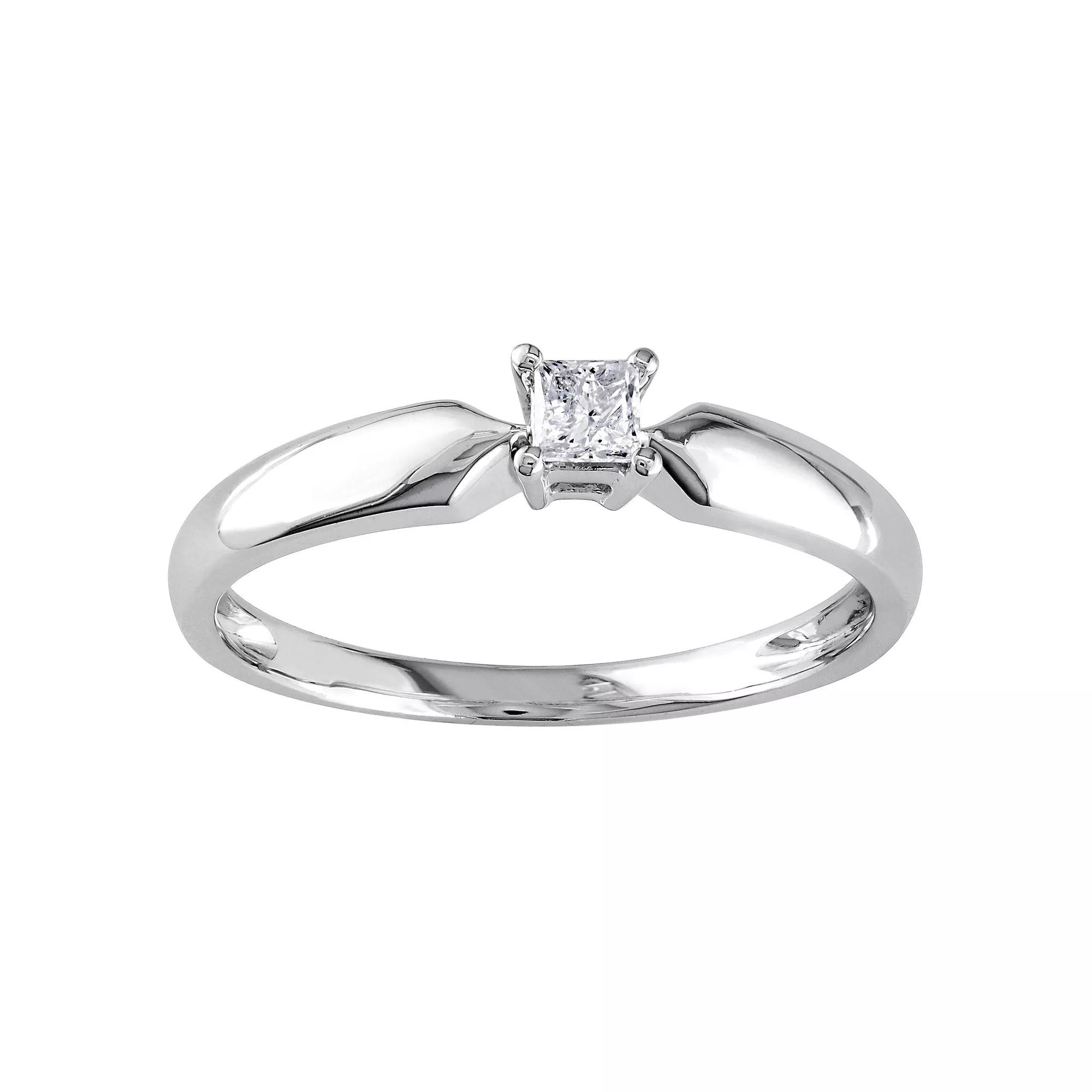 Stella Grace 10k White Gold 1/10 Carat T.W. Diamond Solitaire Engagement Ring, Womens Product Image