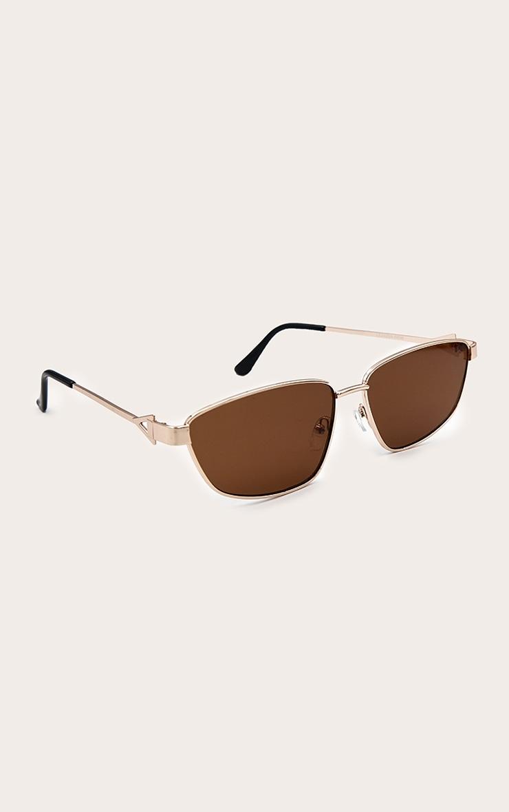 Gold Metal Frame Square Angled Sunglasses Product Image