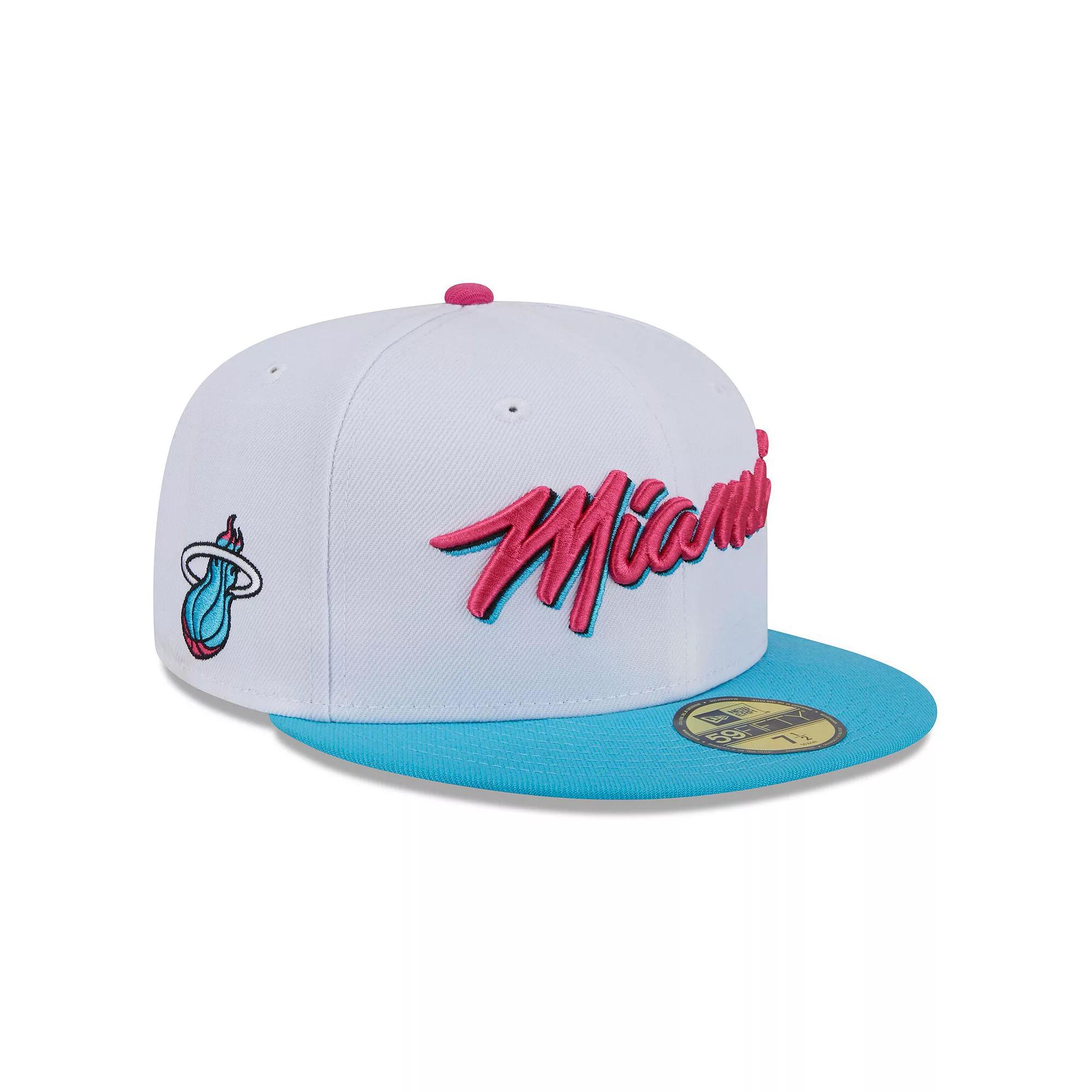 Men's New Era  White Miami Heat 2024/25 City Edition Alternate 59FIFTY Fitted Hat, Size: 7 7/8 Product Image