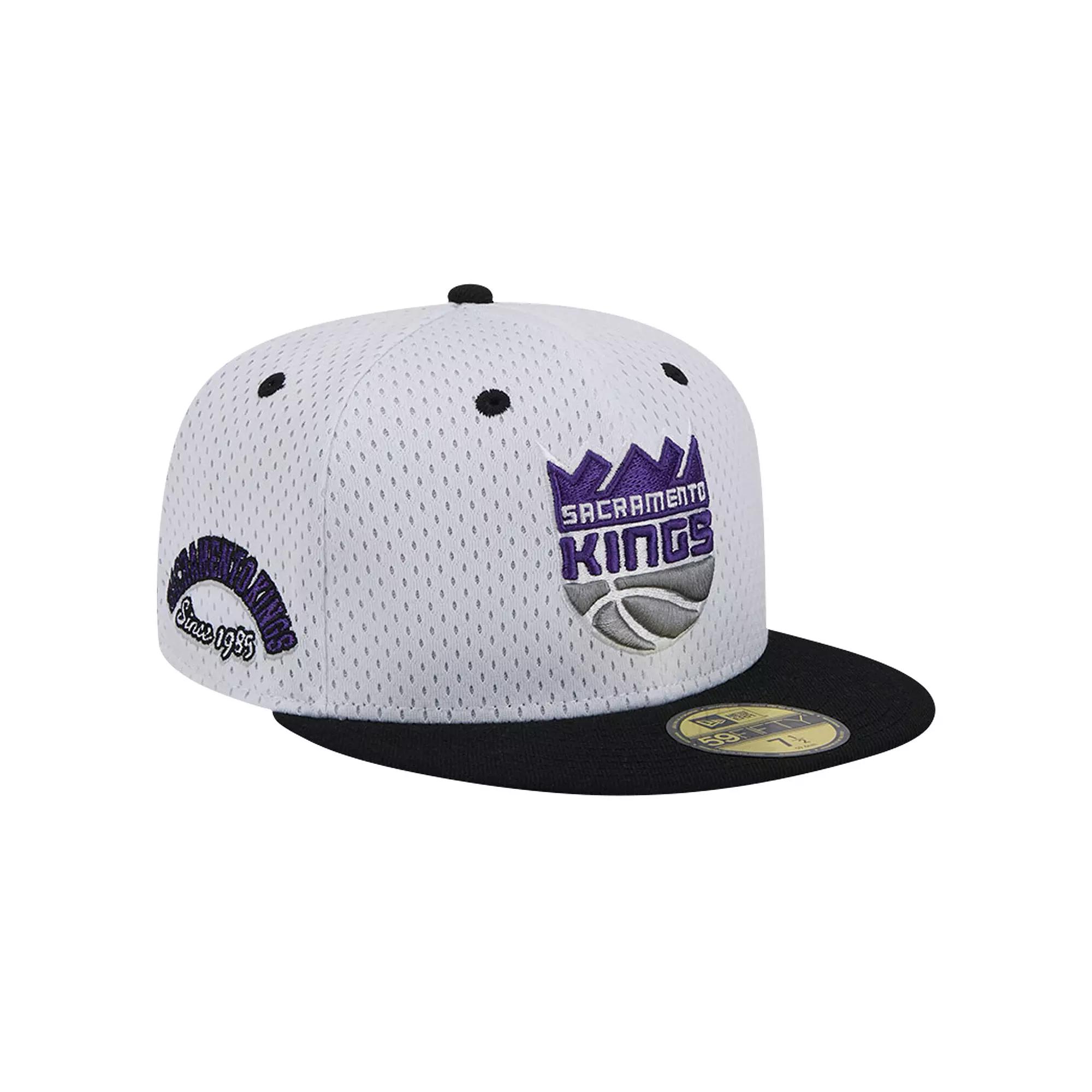 Men's New Era White/Black Sacramento Kings Throwback 2Tone 59FIFTY Fitted Hat,  Product Image