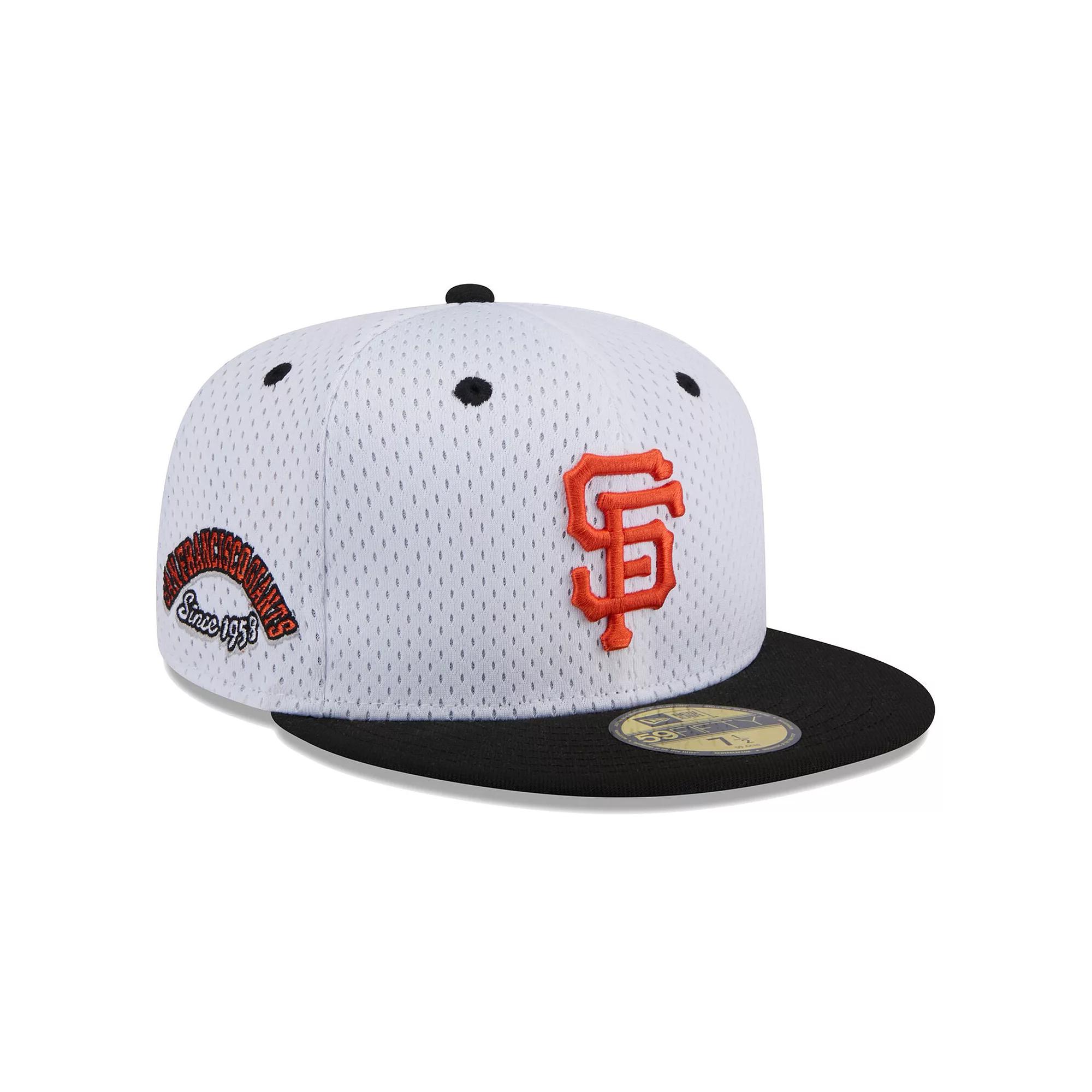 Men's New Era White San Francisco Giants Throwback Mesh 59FIFTY Fitted Hat, Size: 7 3/8 Product Image