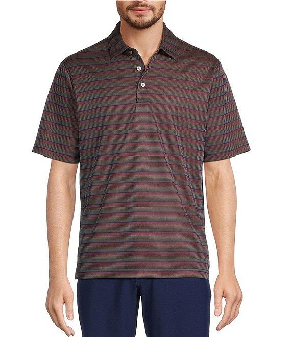 Roundtree & Yorke Performance Short Sleeve Stripe Jacquard Polo Shirt Product Image