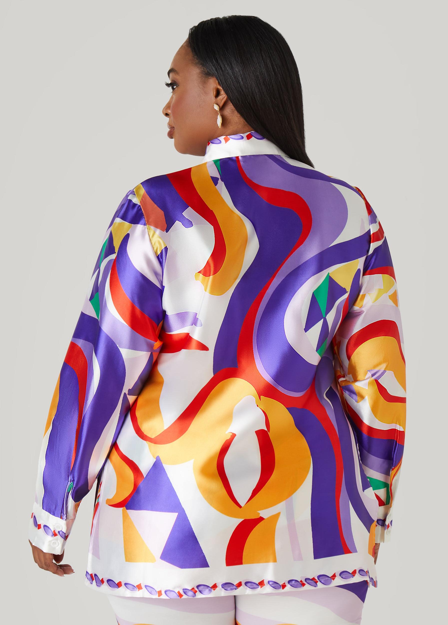 Abstract Print Satin Shirt Product Image