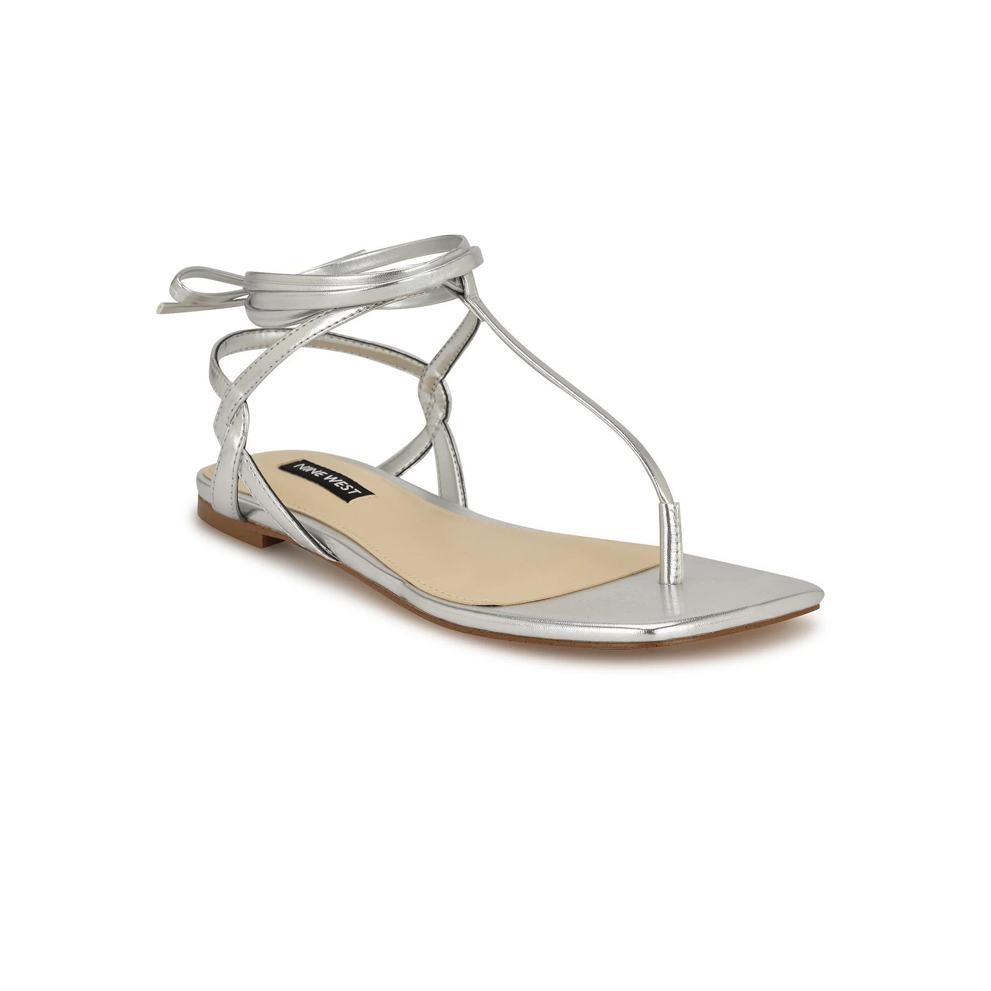 Nine West Norta Square Toe Casual Women's Flat Sandals, Size: 10, Silver Product Image