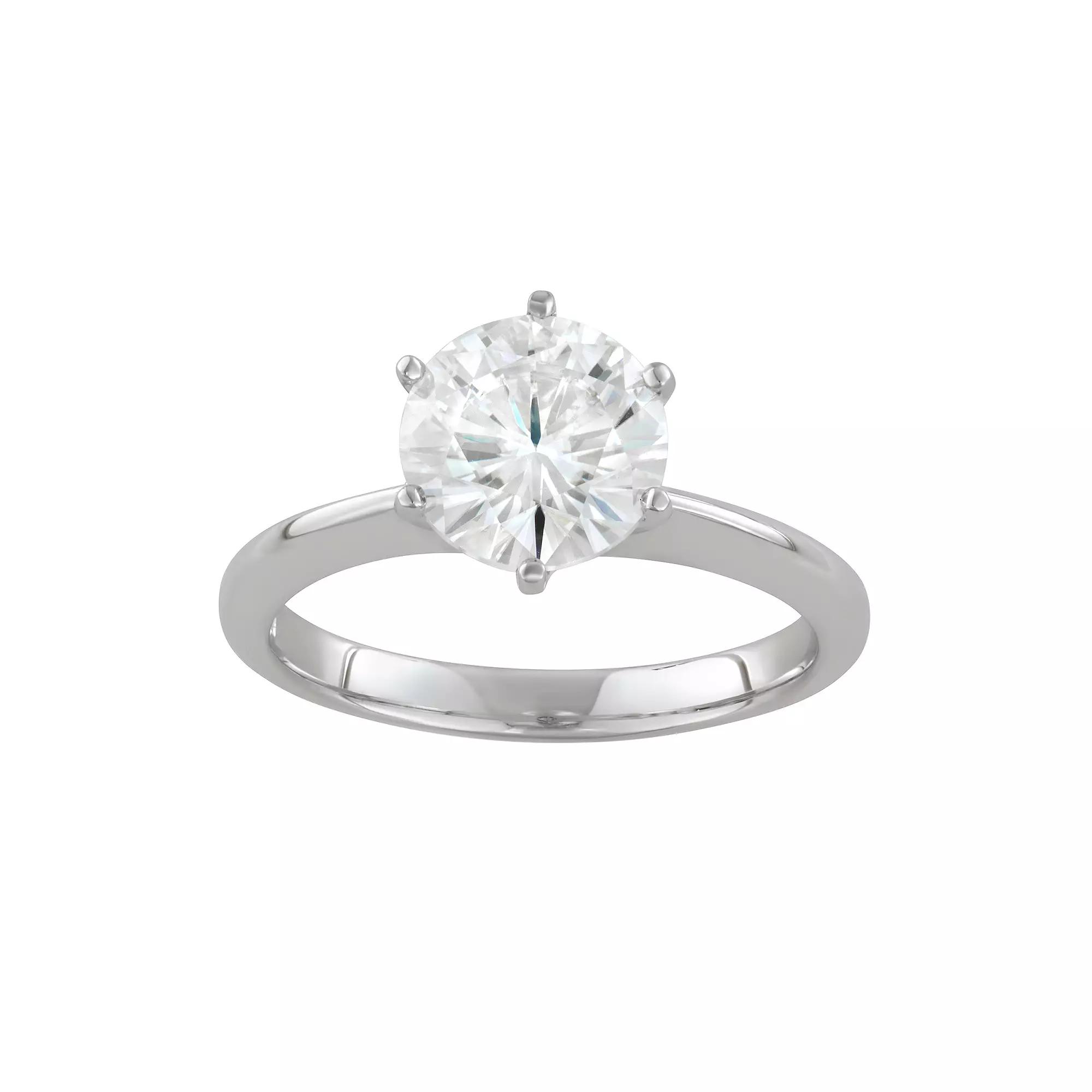 Charles & Colvard 14k White Gold 1 9/10 Carat T.W. Lab-Created Moissanite Slim Solitaire Engagement Ring, Women's, Size: 6 Product Image