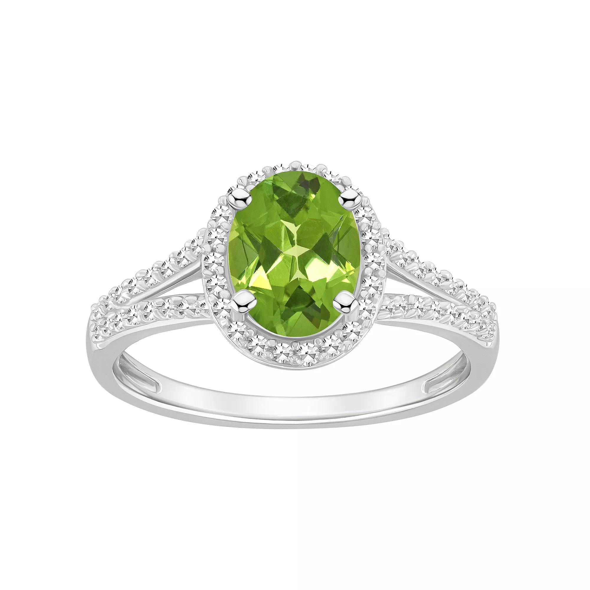 Celebration Gems Sterling Silver Gemstone & 1/4 Carat T.W. Diamond Halo Ring, Women's,  Product Image