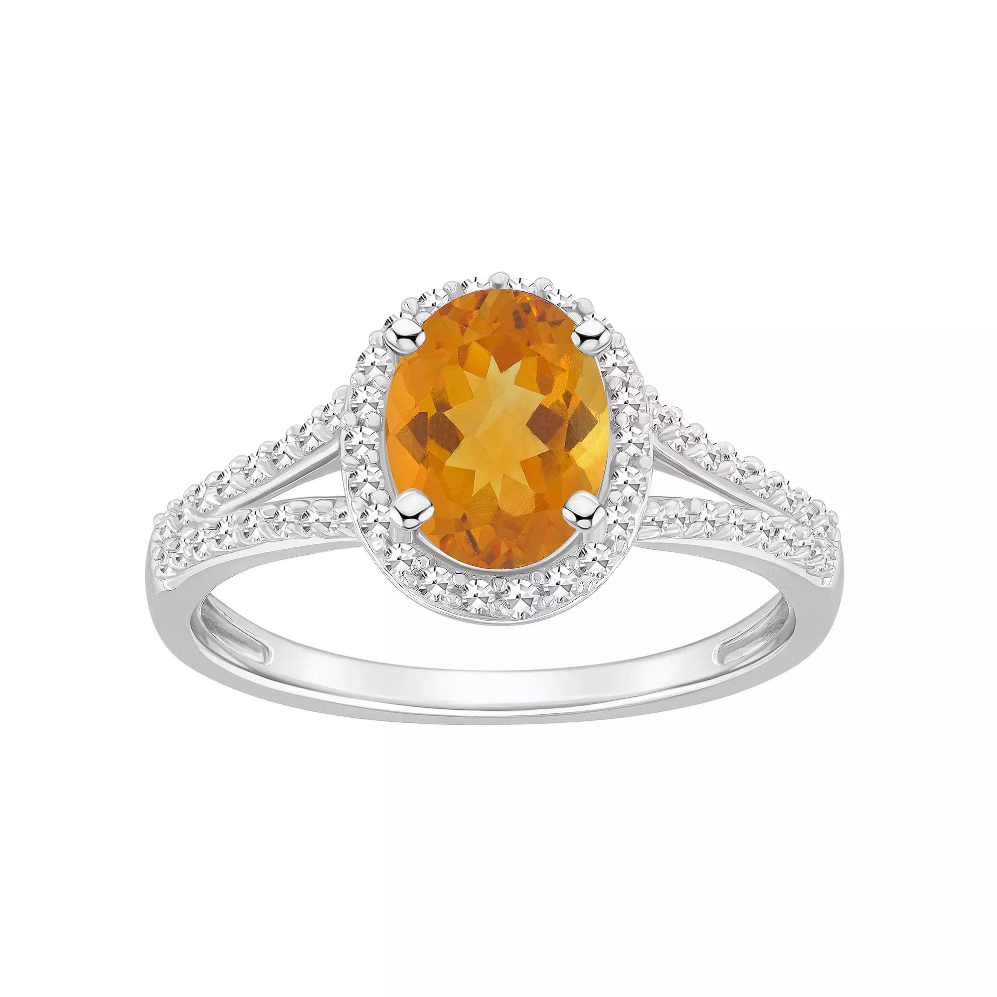 Celebration Gems Sterling Silver Gemstone & 1/4 Carat T.W. Diamond Halo Ring, Women's,  Product Image