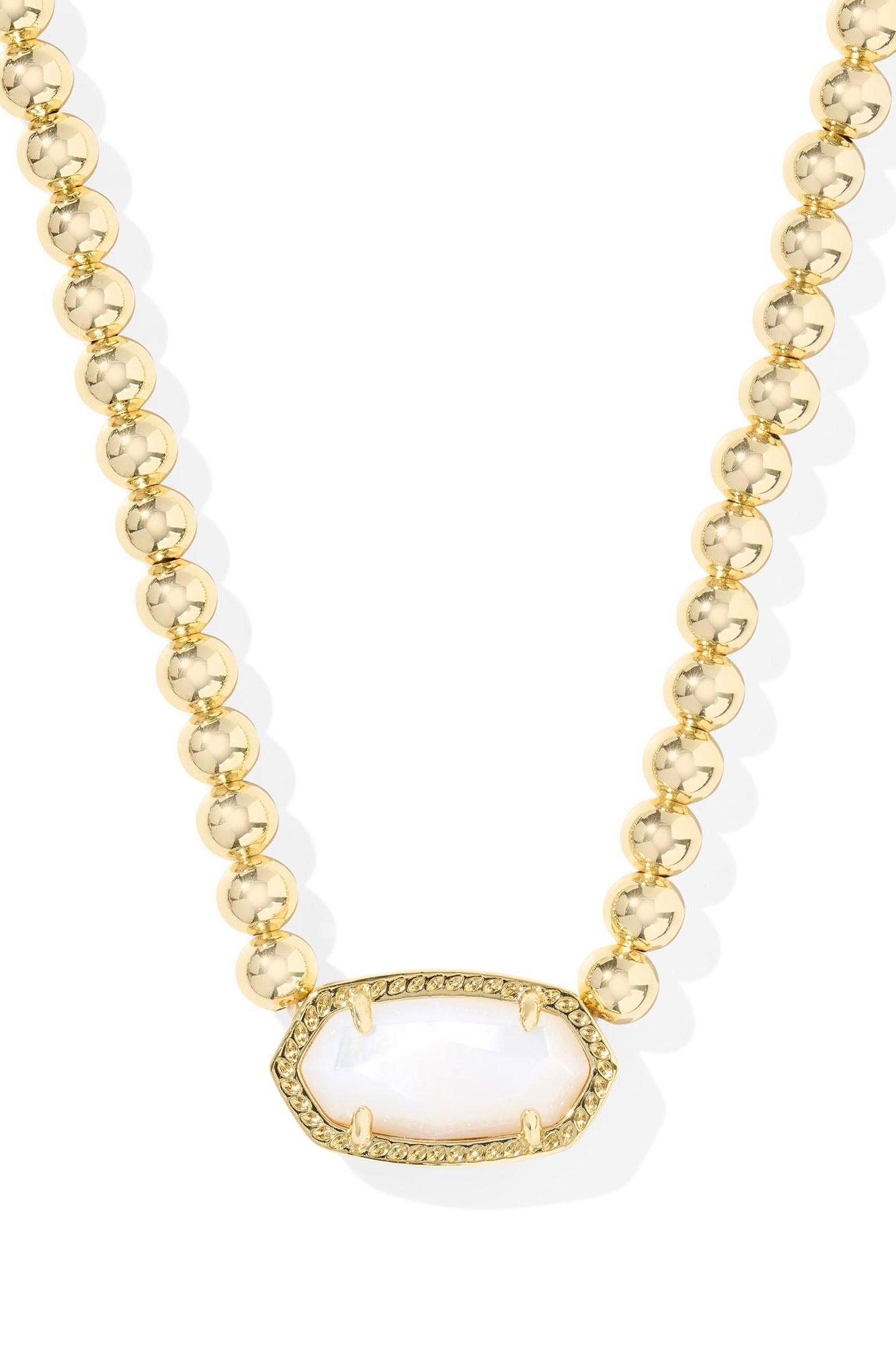 Elisa Gold Beaded Necklace Ivory Product Image