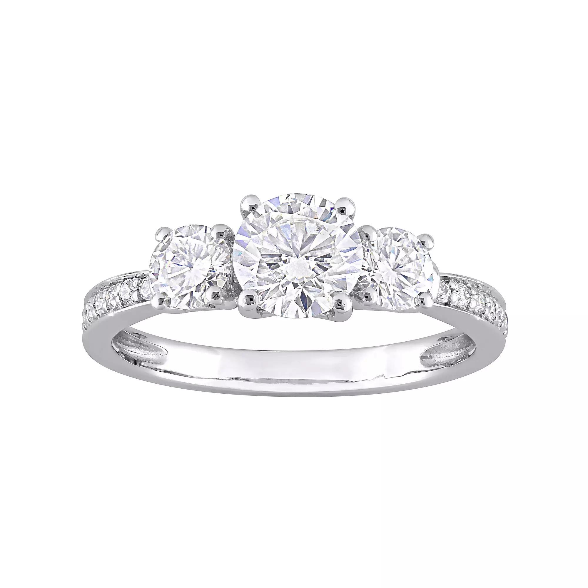 Stella Grace 10k White Gold 1 1/4 Carat T.W. Lab-Created Moissanite 3-Stone Engagement Ring, Women's,  Product Image