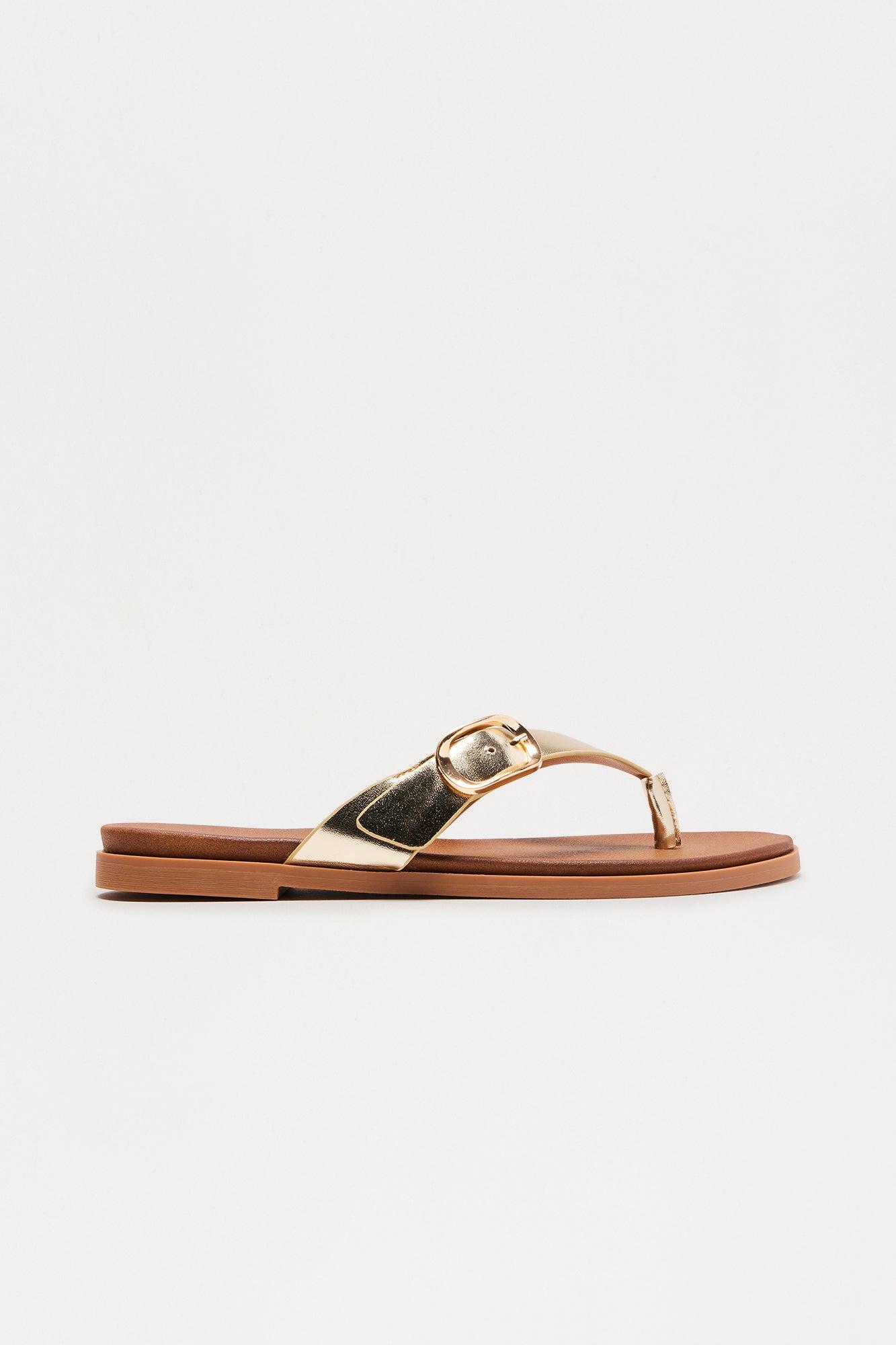 Dott Buckle Flip Flops - Gold Female Product Image