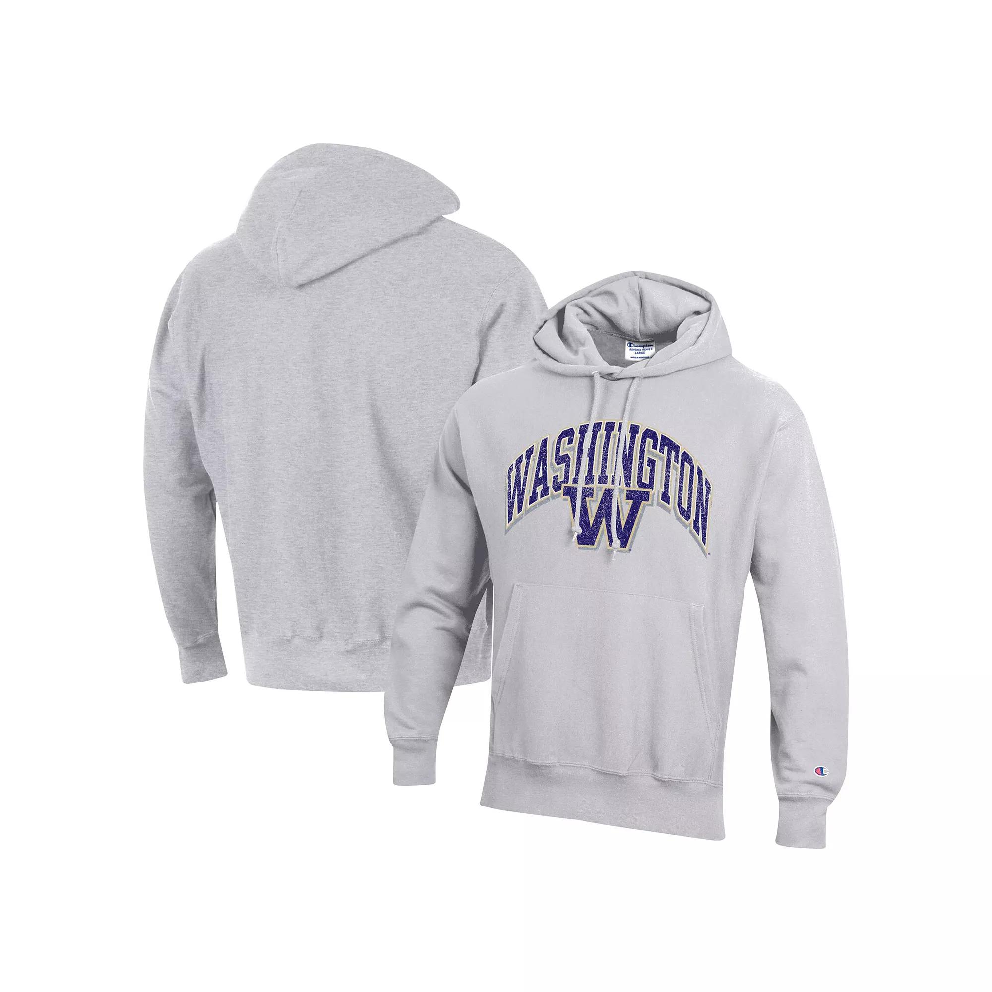 Men's Champion Gray Washington Huskies Vault Late Night Reverse Weave Pullover Hoodie, Size: Large, Grey Product Image