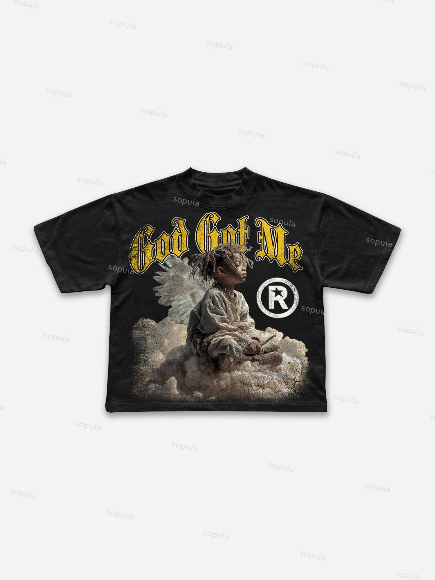 God Got Me Street Cupid Vintage Graphic Cropped T-shirt Product Image