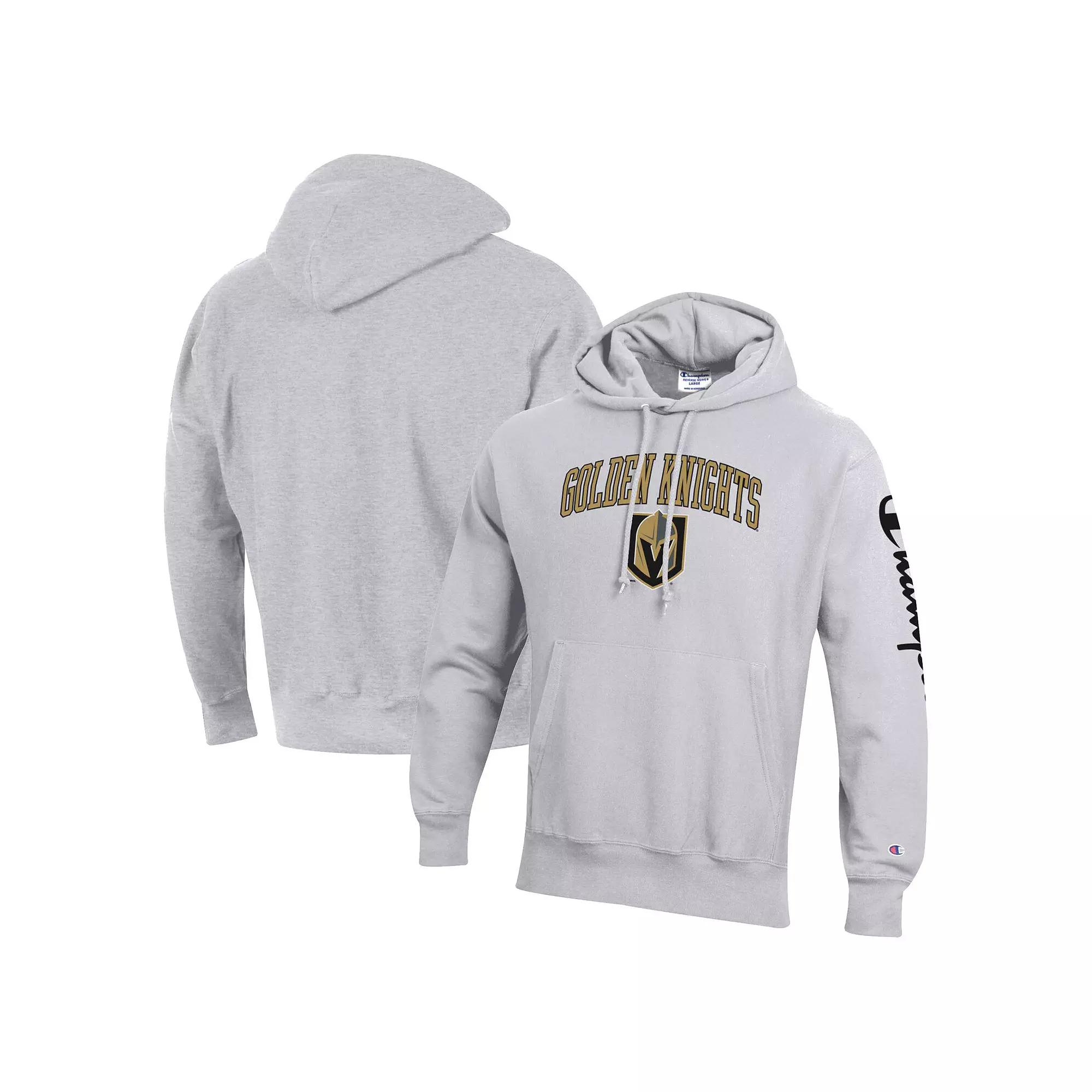 Men's Champion Heather Gray Vegas Golden Knights Reverse Weave Pullover Hoodie,  Product Image