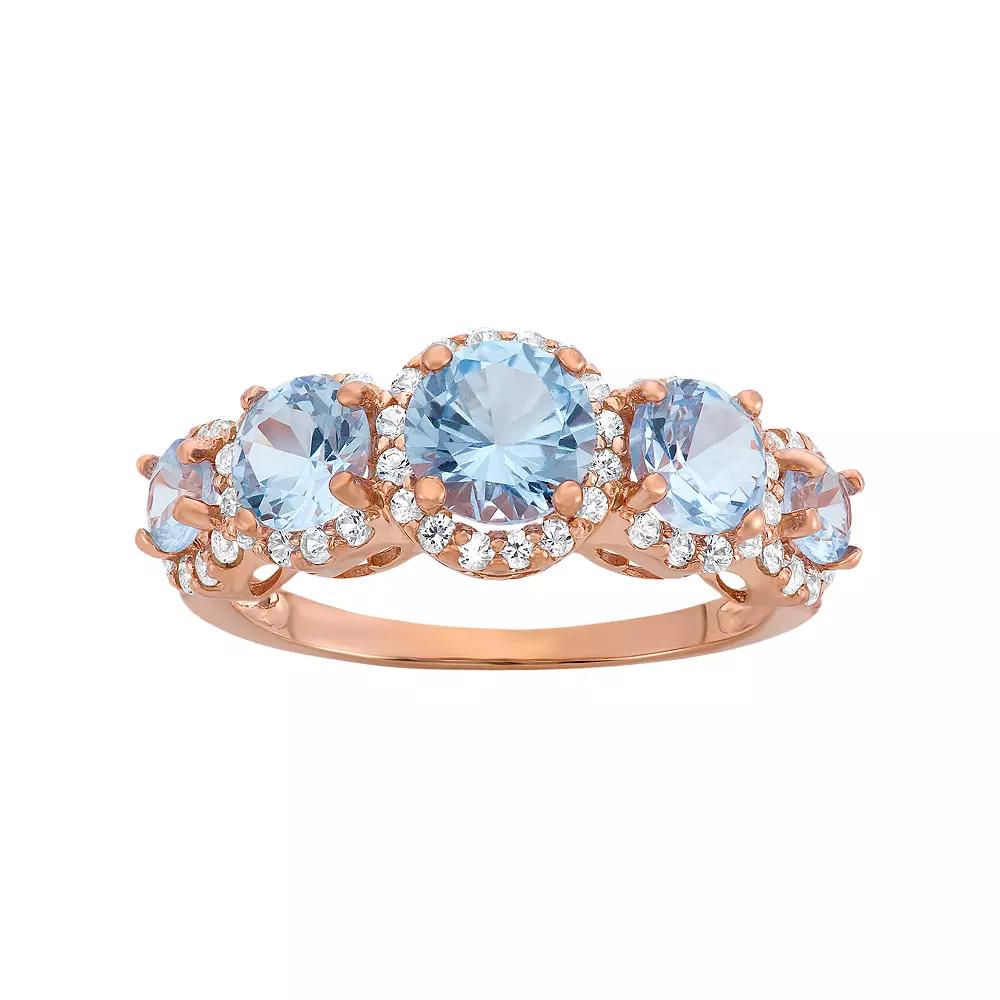 Designs by Gioelli 14k Rose Gold Over Silver 5-Stone Aquamarine Ring, Women's,  Product Image