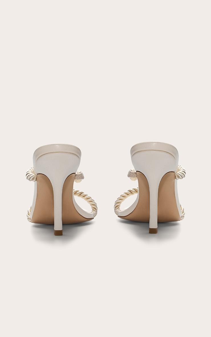 Natural Round Toe Double Rope Strap Barely There Heeled Sandals Product Image