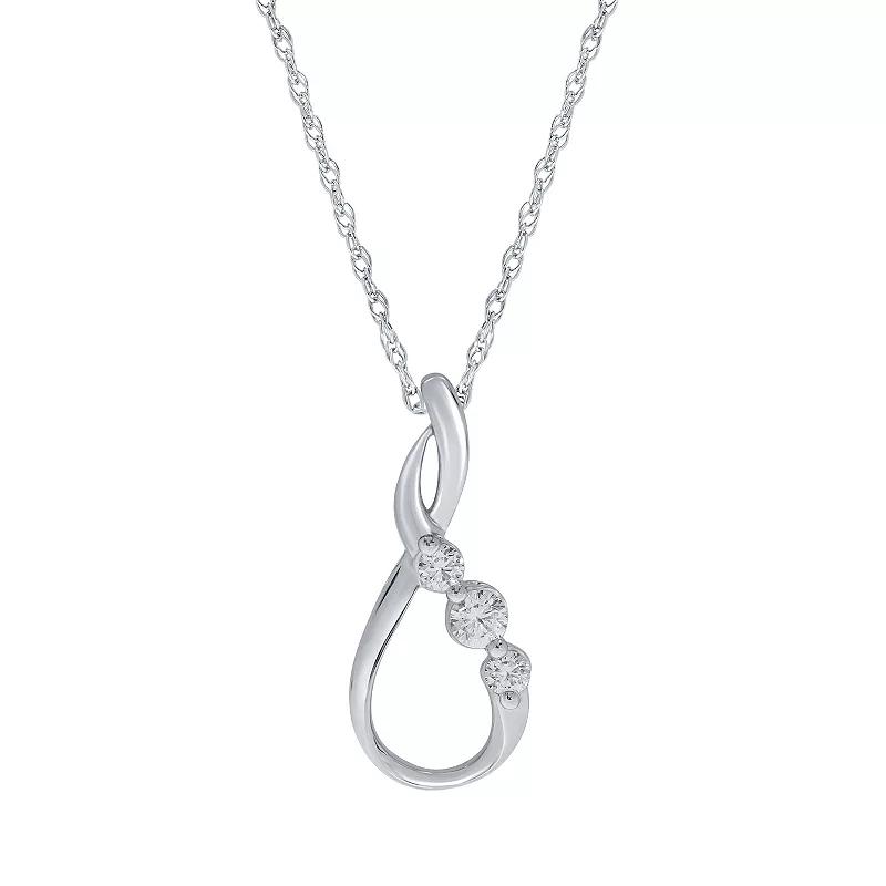 Together As One 10k Gold 1/4 Carat T.W. IGI Certified Diamond Infinity Pendant Necklace, Women's, Size: 18", 10k White Gold Product Image