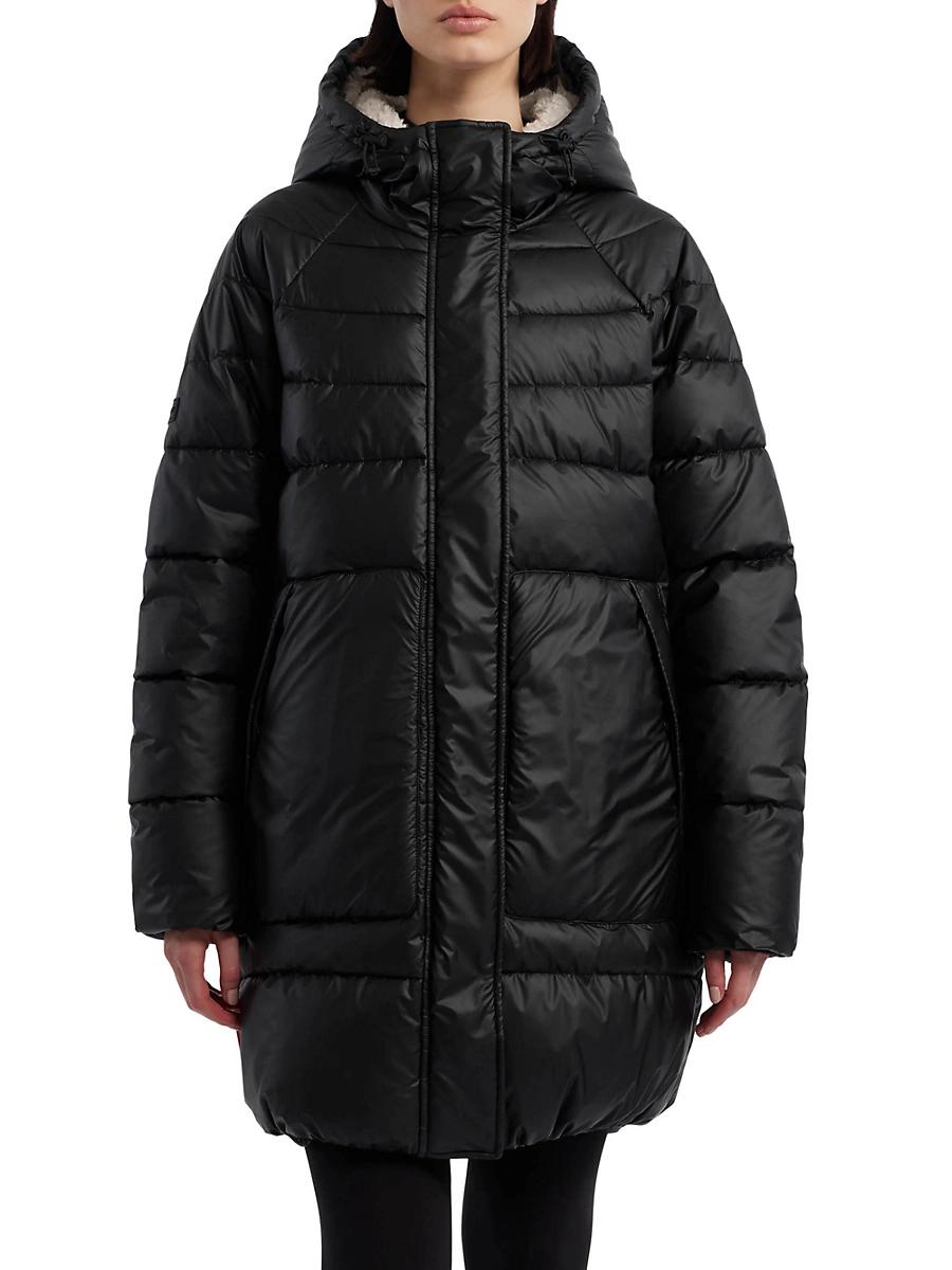 Womens Quilted Hooded Zip-Front Puffer Coat Product Image