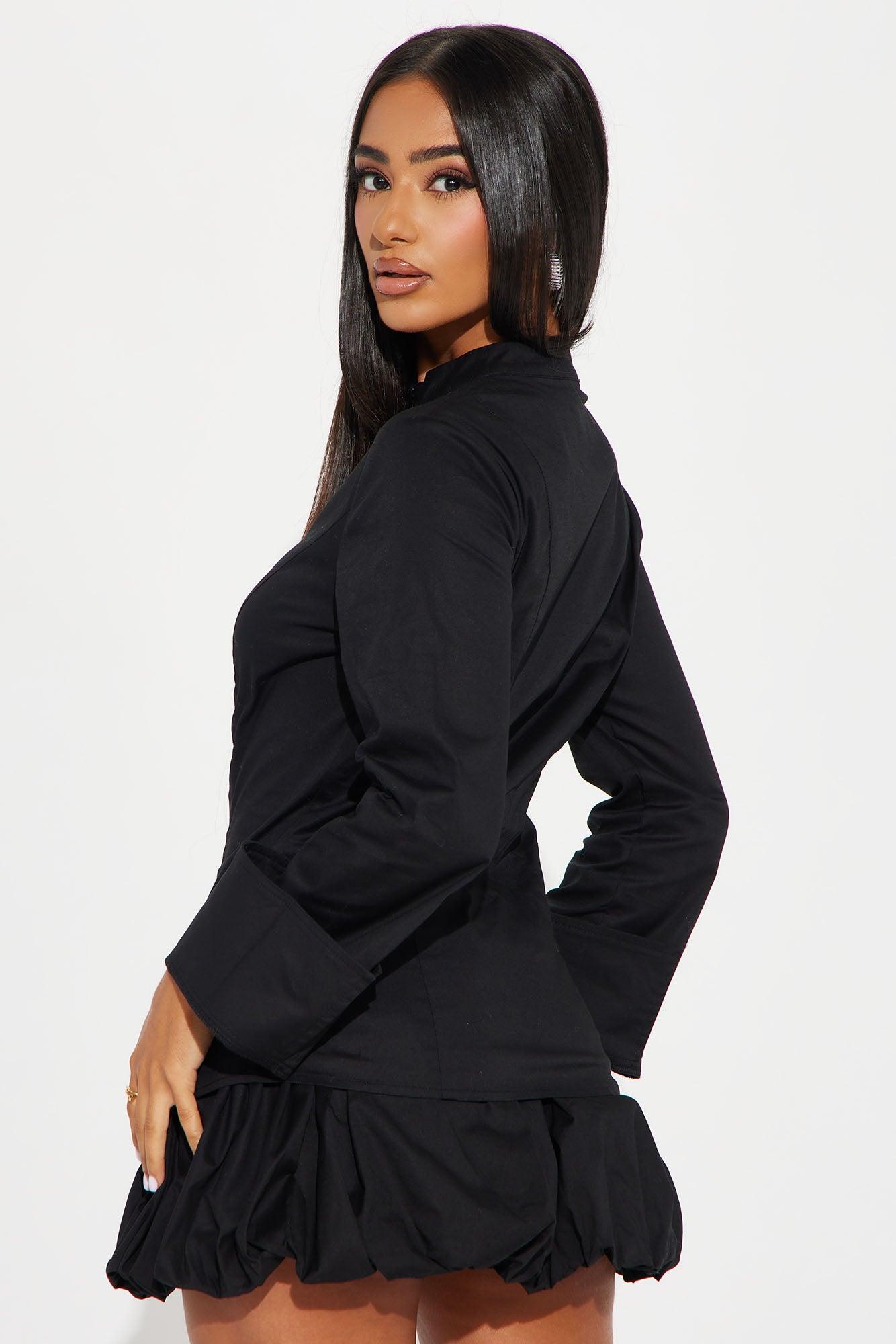 Kara Bubble Mini Skirt Set - Black Product Image