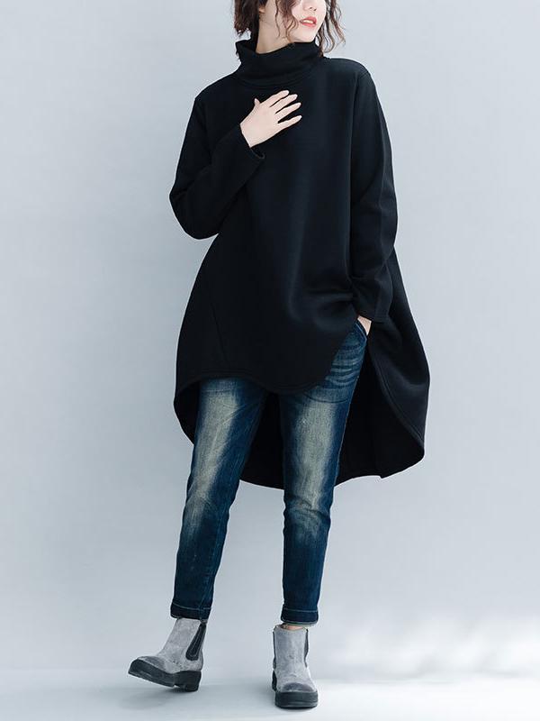 Loose Turtleneck Cropped Sweatshirt Product Image