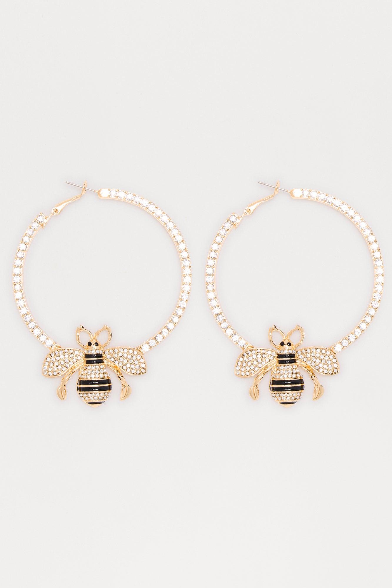 Bee Keeper Hoop Earrings - Gold Product Image