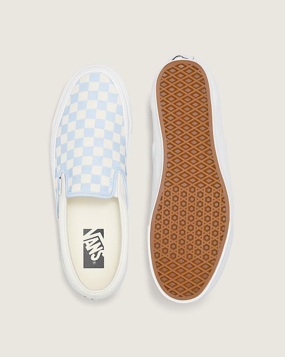 Premium Classic Slip-On Checkerboard Shoe in Ice Melt Blue / White| Vans US Product Image