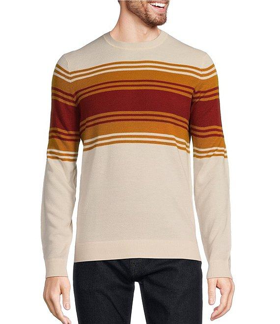 Murano Stripe Textured Long Sleeve Crew Neck Sweater Product Image