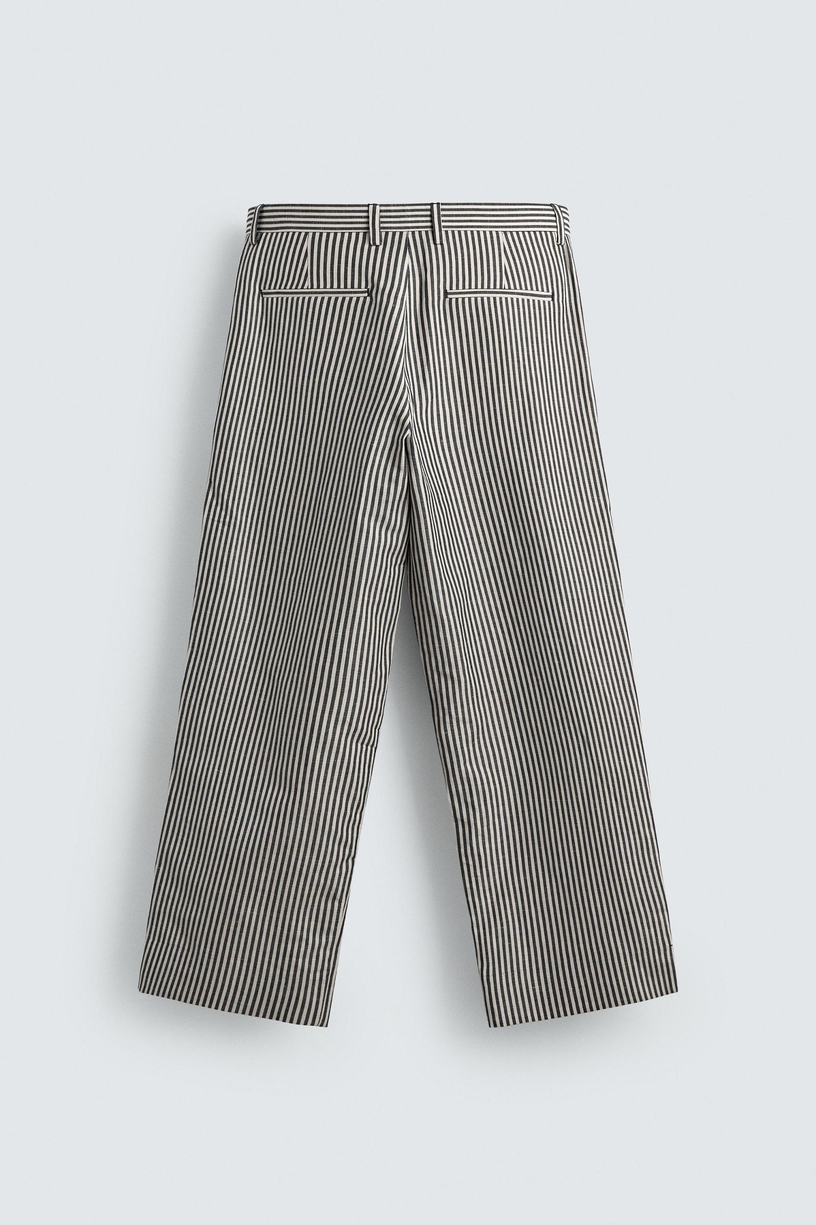 STRIPED COTTON LINEN PANTS Product Image