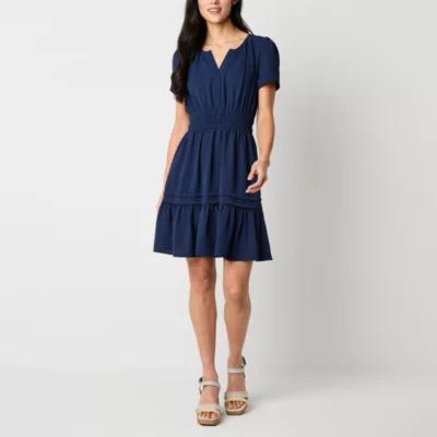 Be by CHETTA B Womens Short Sleeve Fit + Flare Dress Product Image