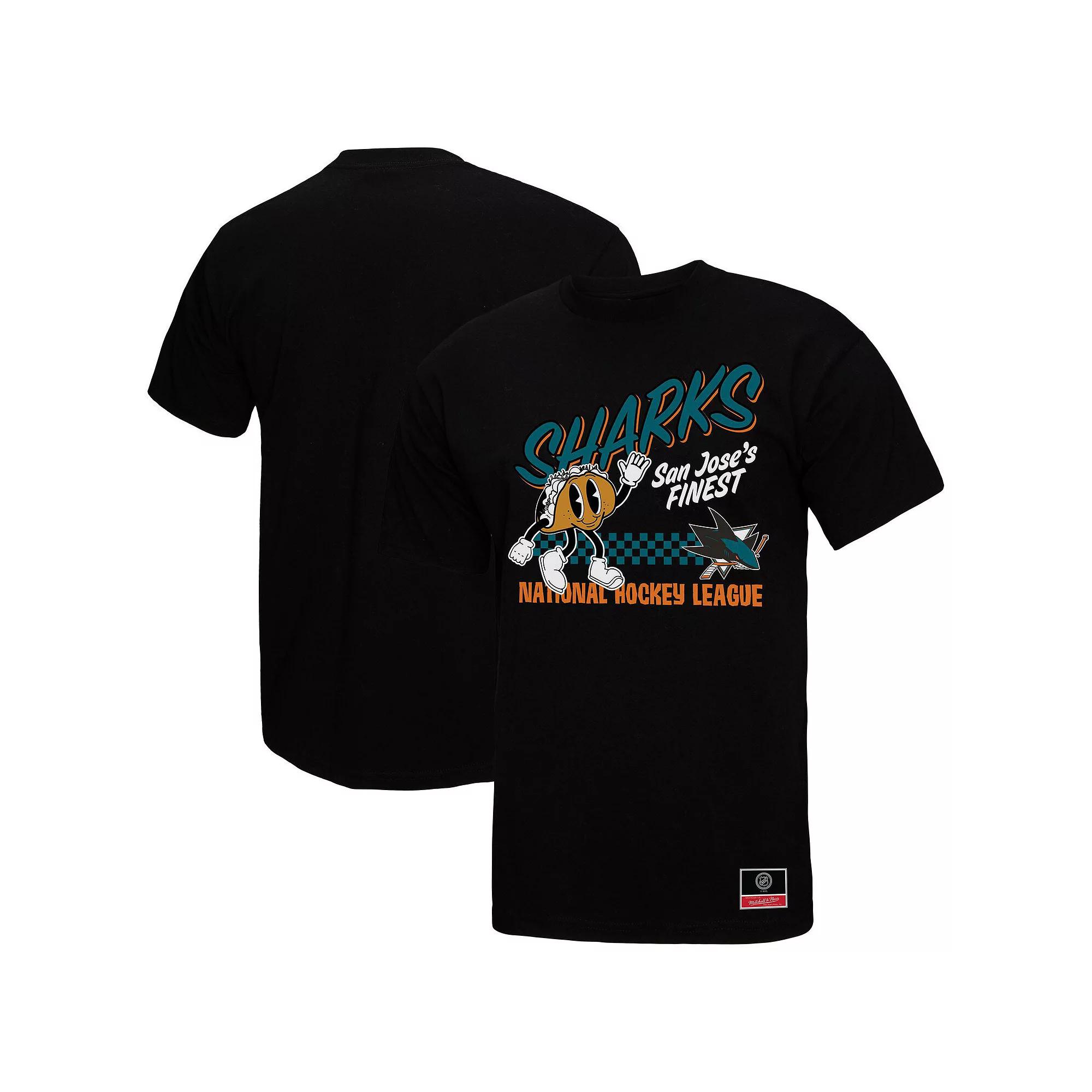 Men's Mitchell & Ness Black San Jose Sharks Local Food T-Shirt, Size: 3XL, Sks Black Product Image