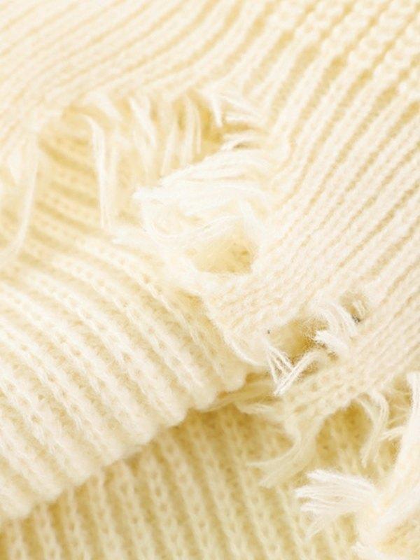 Men's Panel Distressed Cable Knit Sweater Product Image