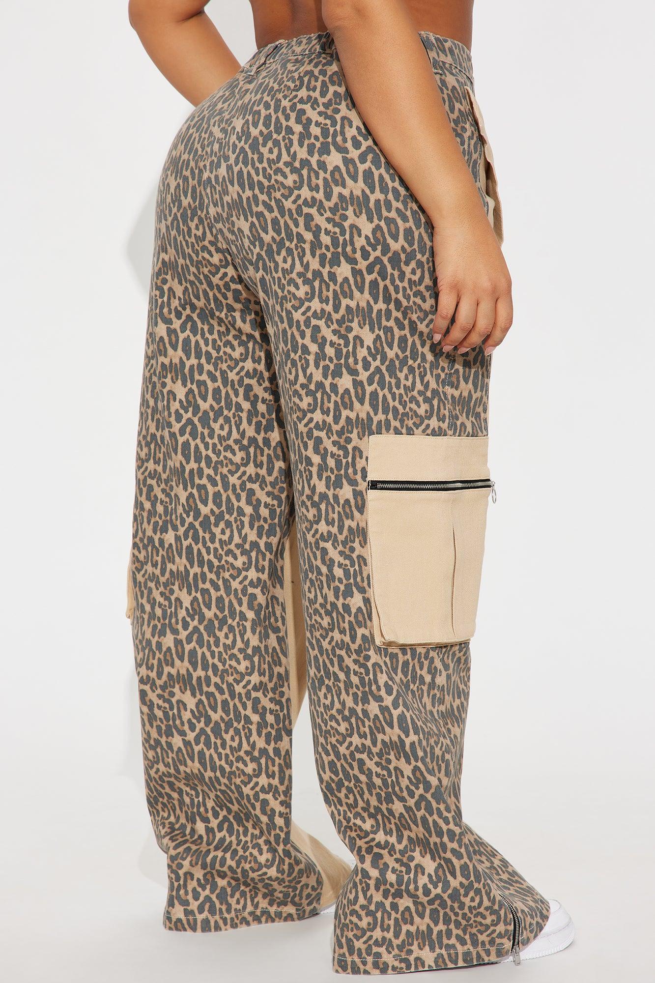 On The Prowl Leopard Twill Wide Leg Pant - Brown/combo Female Product Image