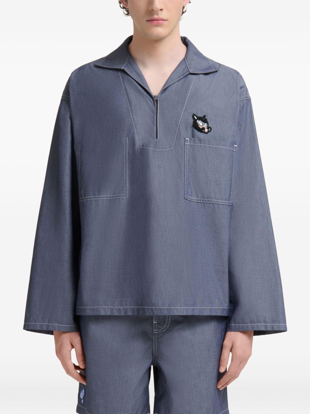 polo-collar chambray shirt Product Image