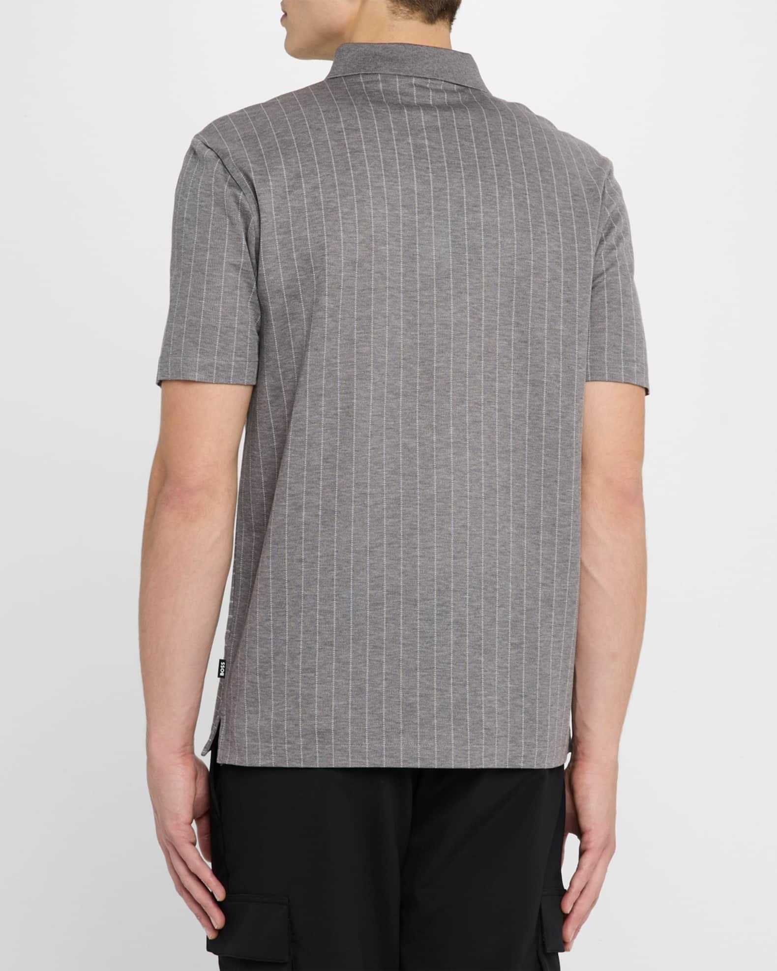 Mens Mercerized-Cotton Polo Shirt with Mixed Stripes Product Image