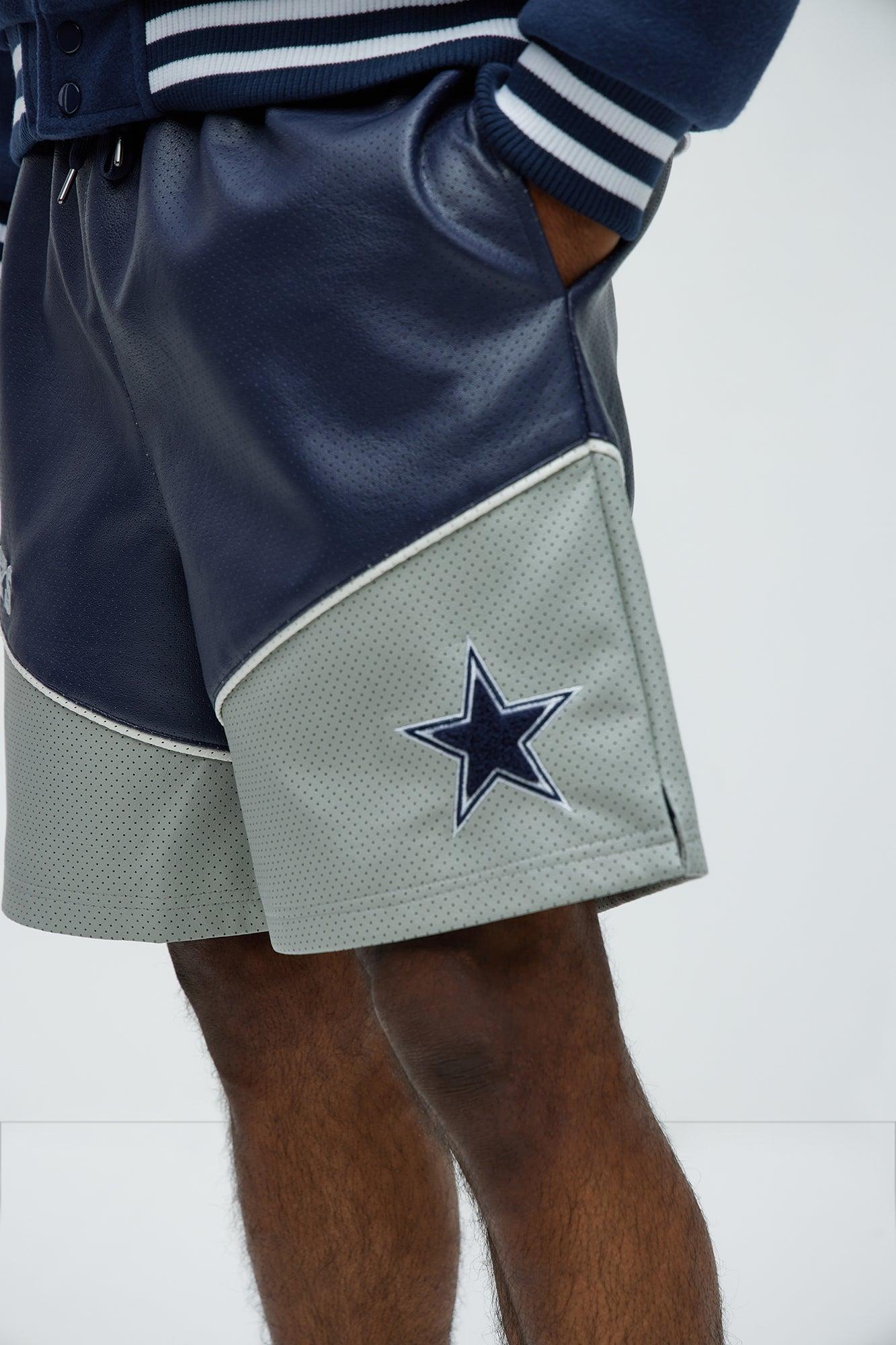 Cowboys Up And Down The Court Faux Leather Shorts - Navy Product Image