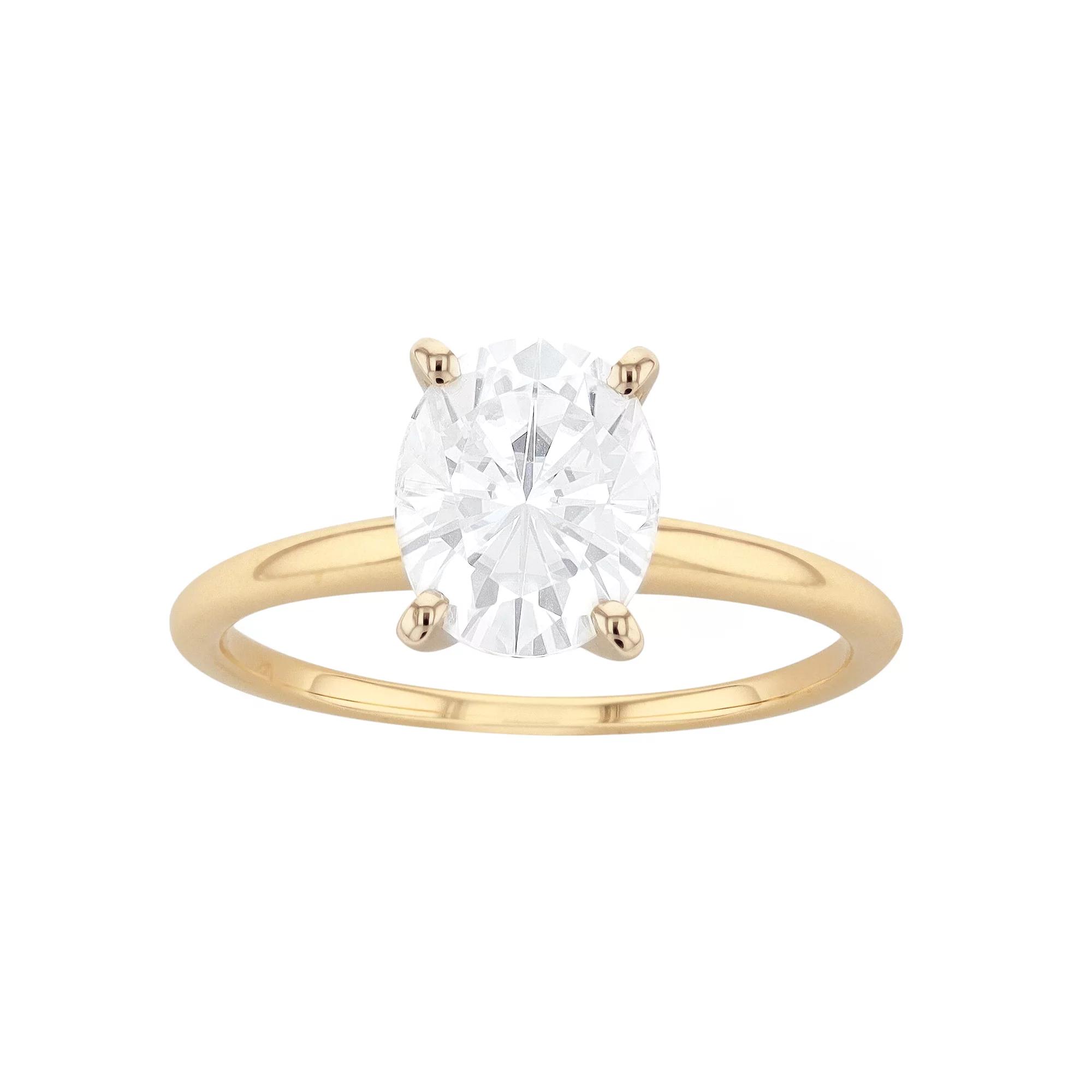 Radiant Fire 14k Gold Oval Lab-Created Moissanite Solitaire Ring, Womens 14k Two Tone Product Image