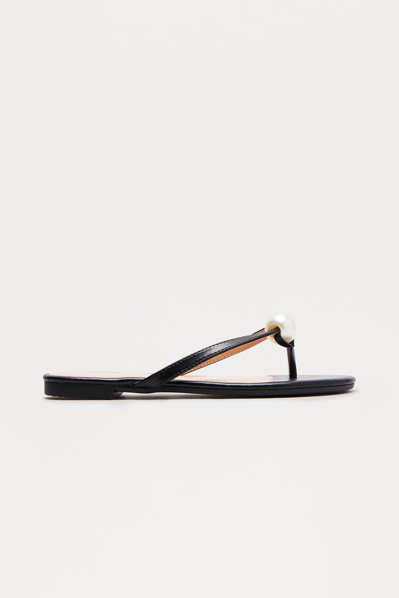 Florenza Pearl Flip Flops - Black Female Product Image
