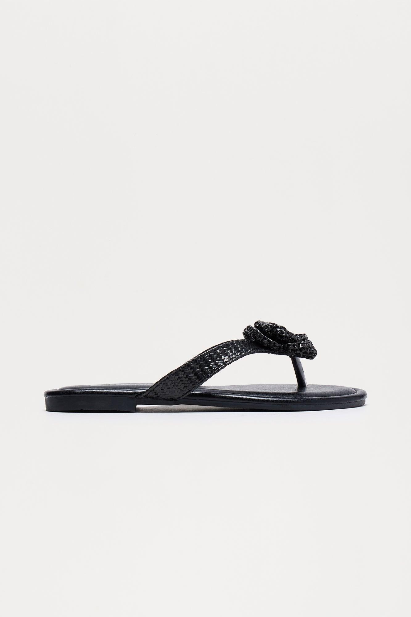 Kairo Flower Flip Flops - Black Product Image