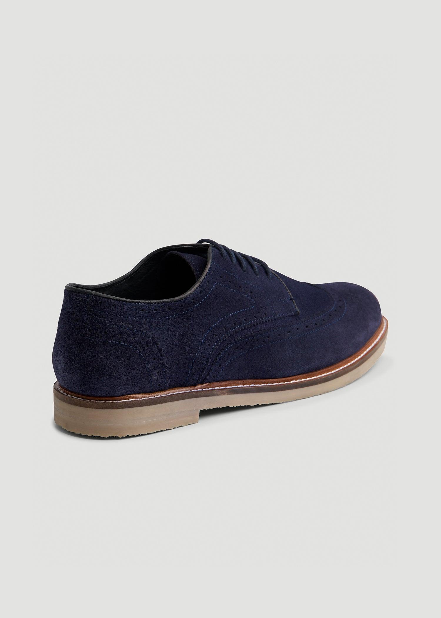 Suede Wingtip Oxfords for Tall Men in Dark Navy Male Product Image