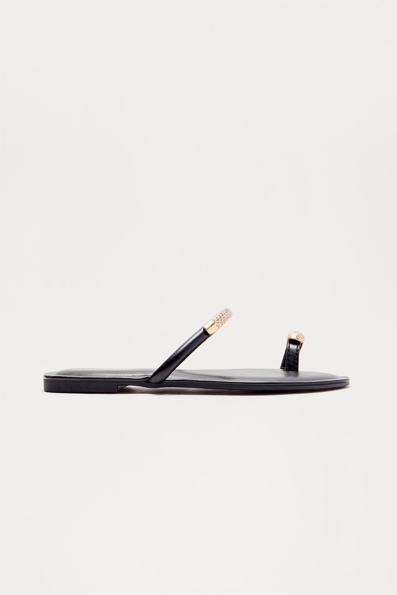 Leonie Rhinestone Sandals - Black Product Image