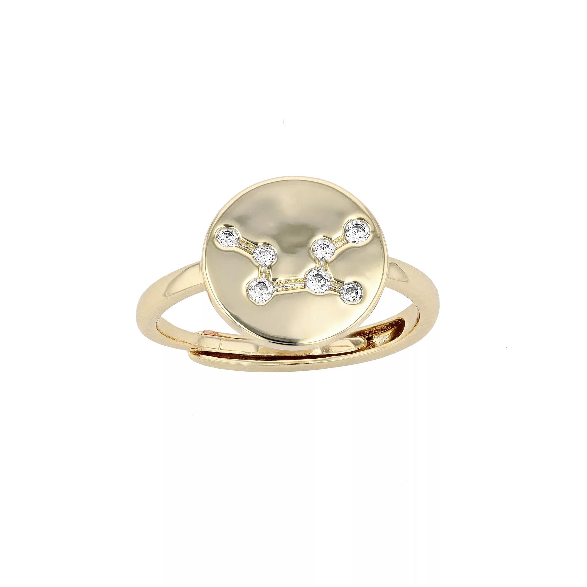City Luxe Horoscope Cubic Zirconia Disk Horoscope Adjustable Ring, Women's, Gold Tone Scorpio Product Image