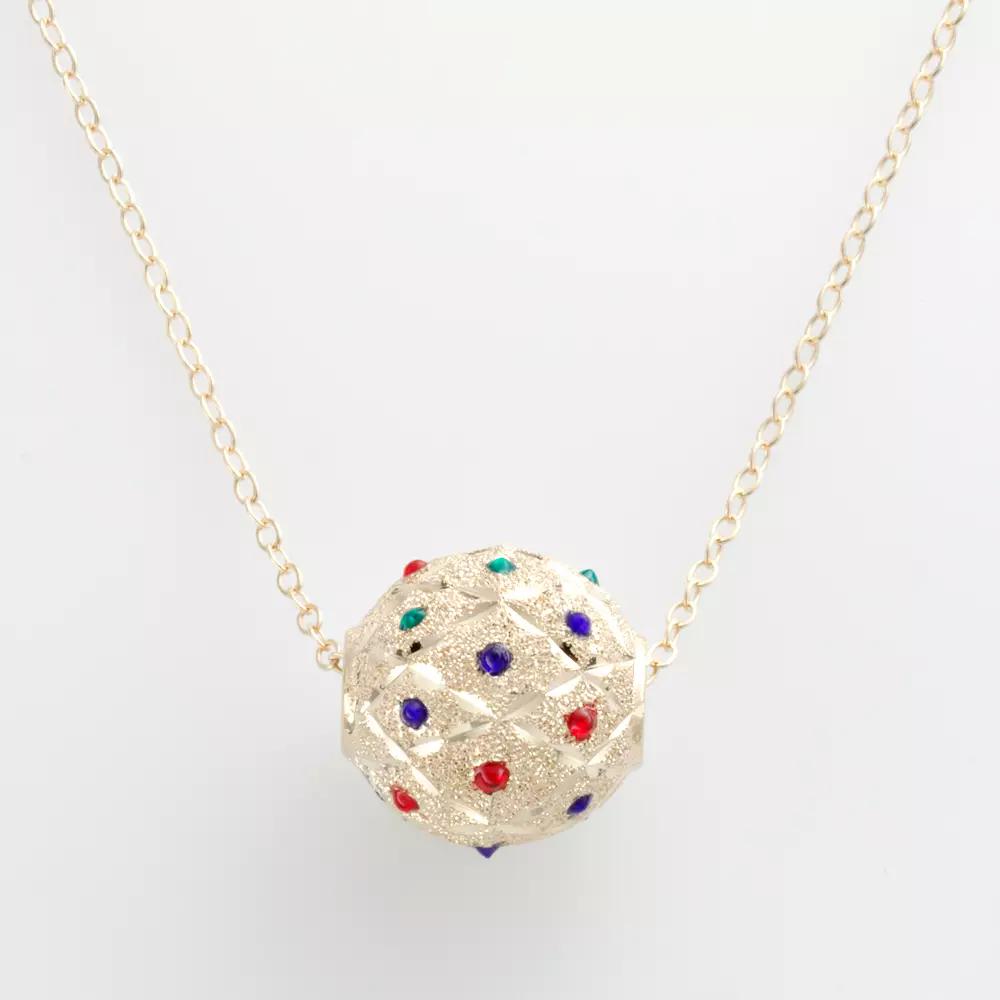 14k Gold-Bonded Sterling Silver Beaded Spinner Ball Pendant, Women's, Yellow Product Image