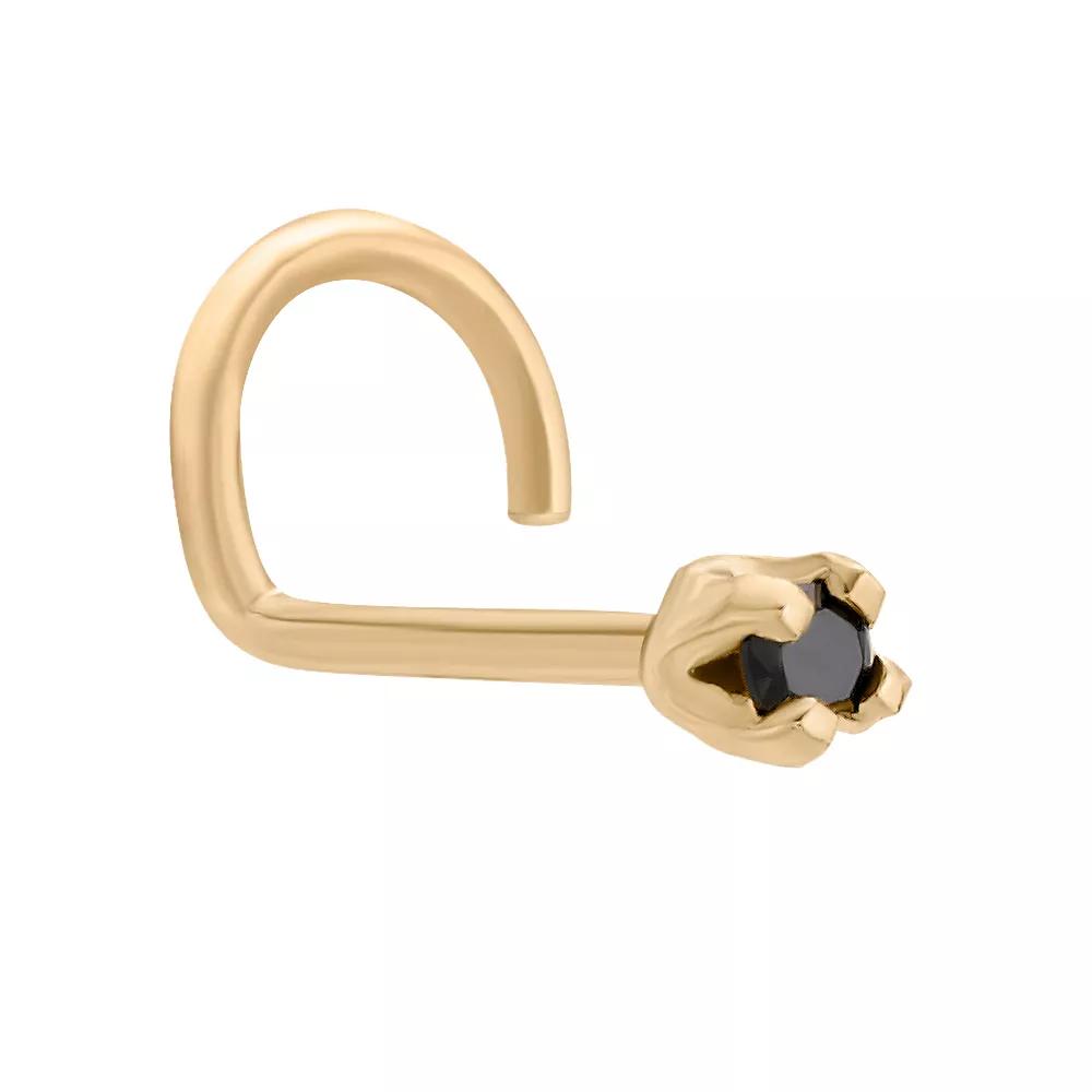 Lila Moon 14k Gold 1.3 mm Black Diamond Accent Curved Nose Stud, Women's, 14k Whgold Product Image