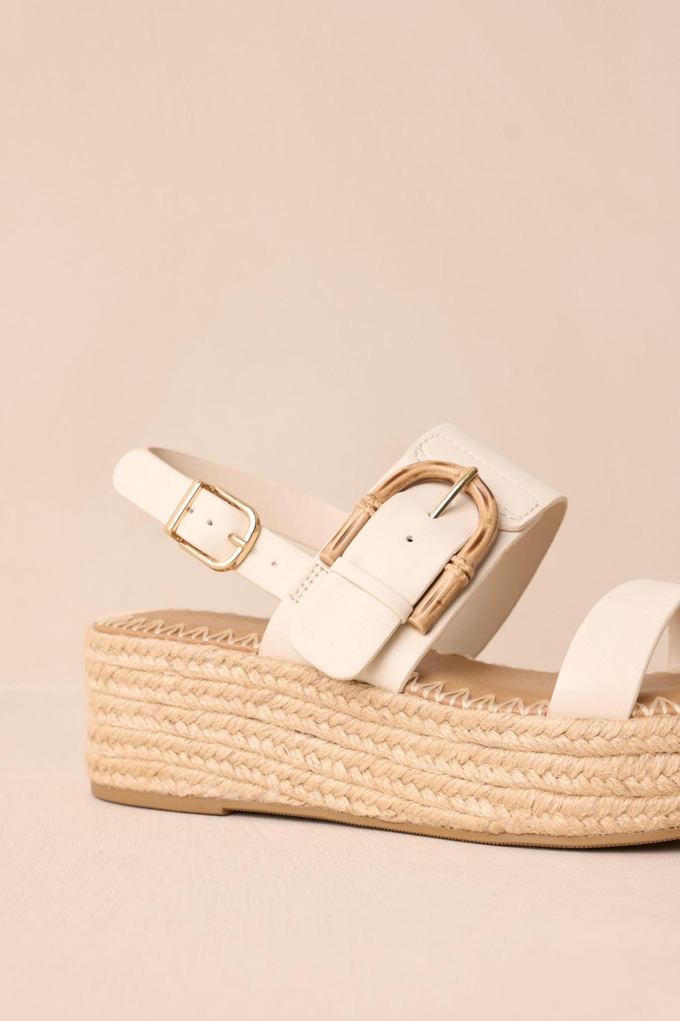 Warm Breeze Ivory Espadrille Platform Sandals Product Image