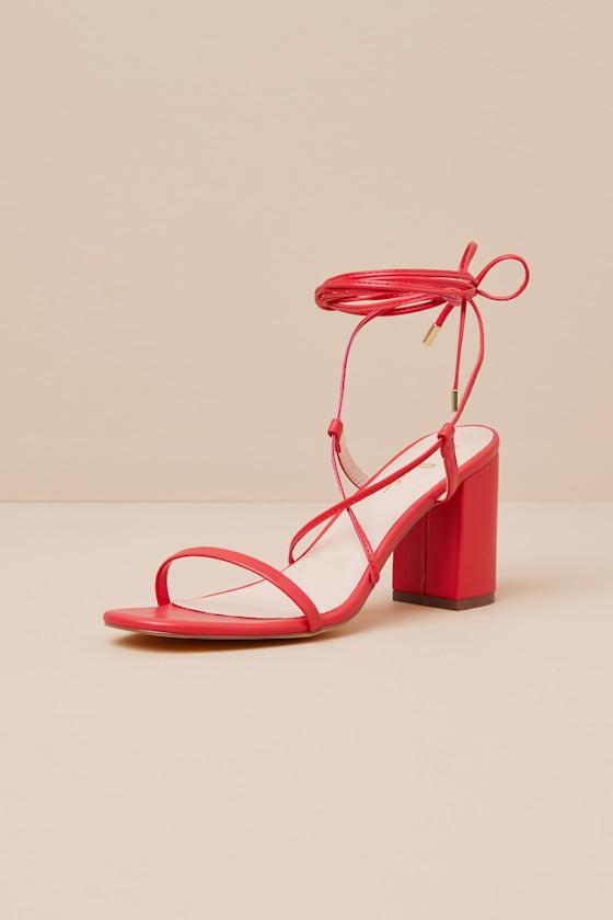 Aribaa Red Lace-Up High Heel Sandals Product Image
