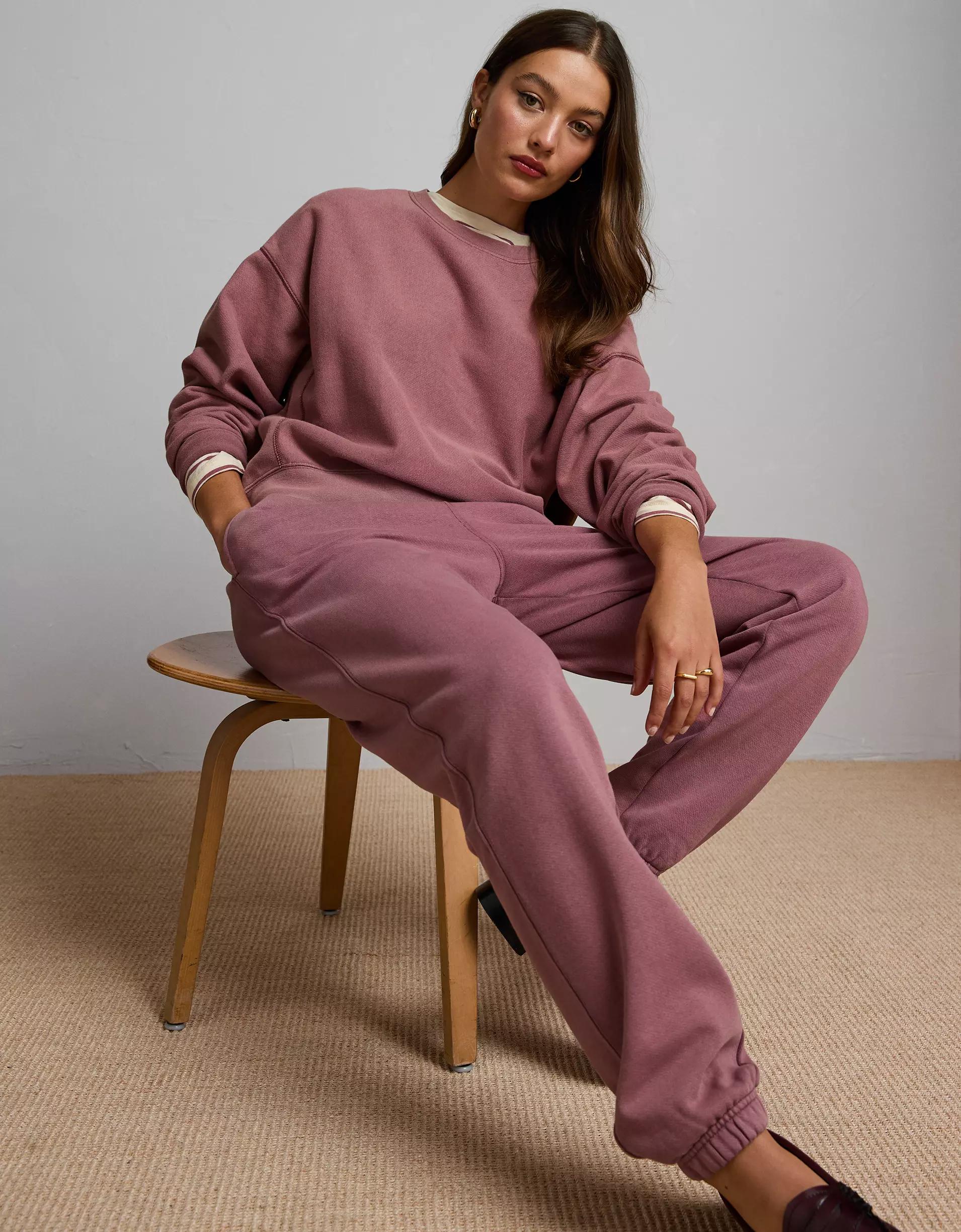 AE77 Premium Fleece Cropped Crew Neck Sweatshirt Product Image